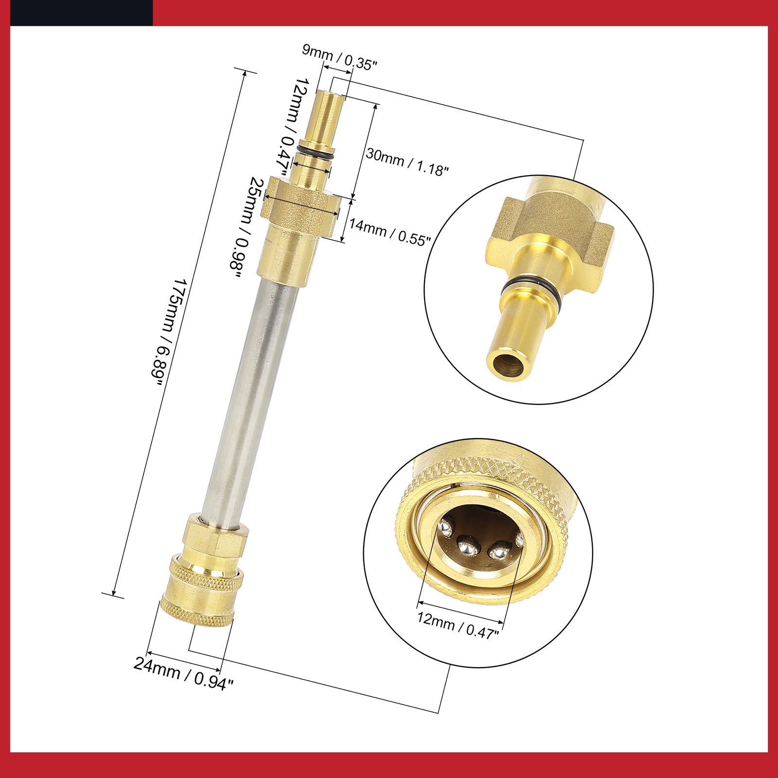 Universal 6.89″ Car Pressure Washer Gun for Lance Adapter Spray Nozzle Pack of 1