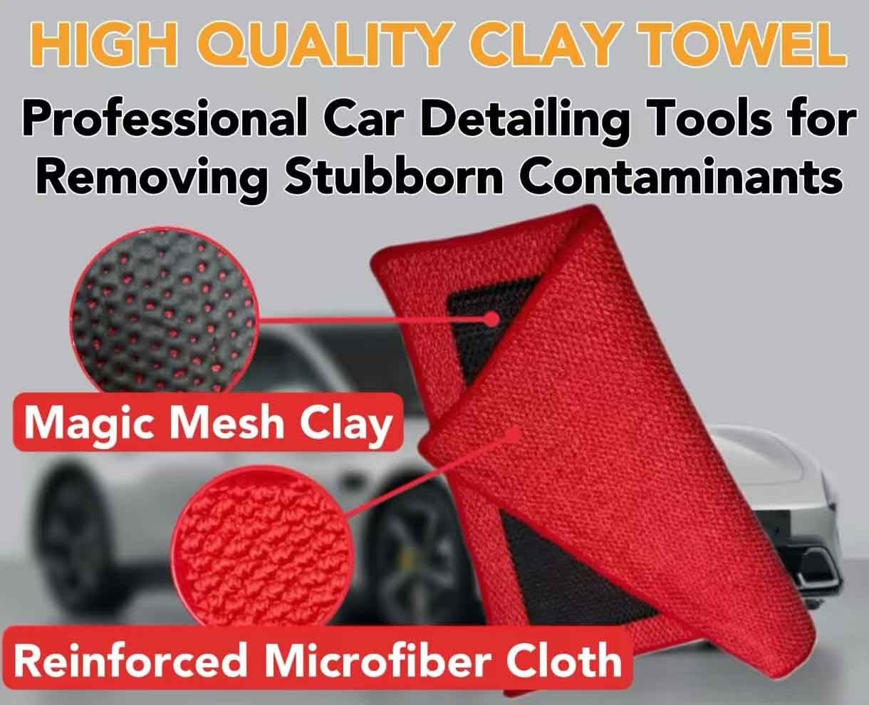 Upgrade Clay Towel 3.0 Ver – Clays for Car Detailing to 12″ x 12″, Red