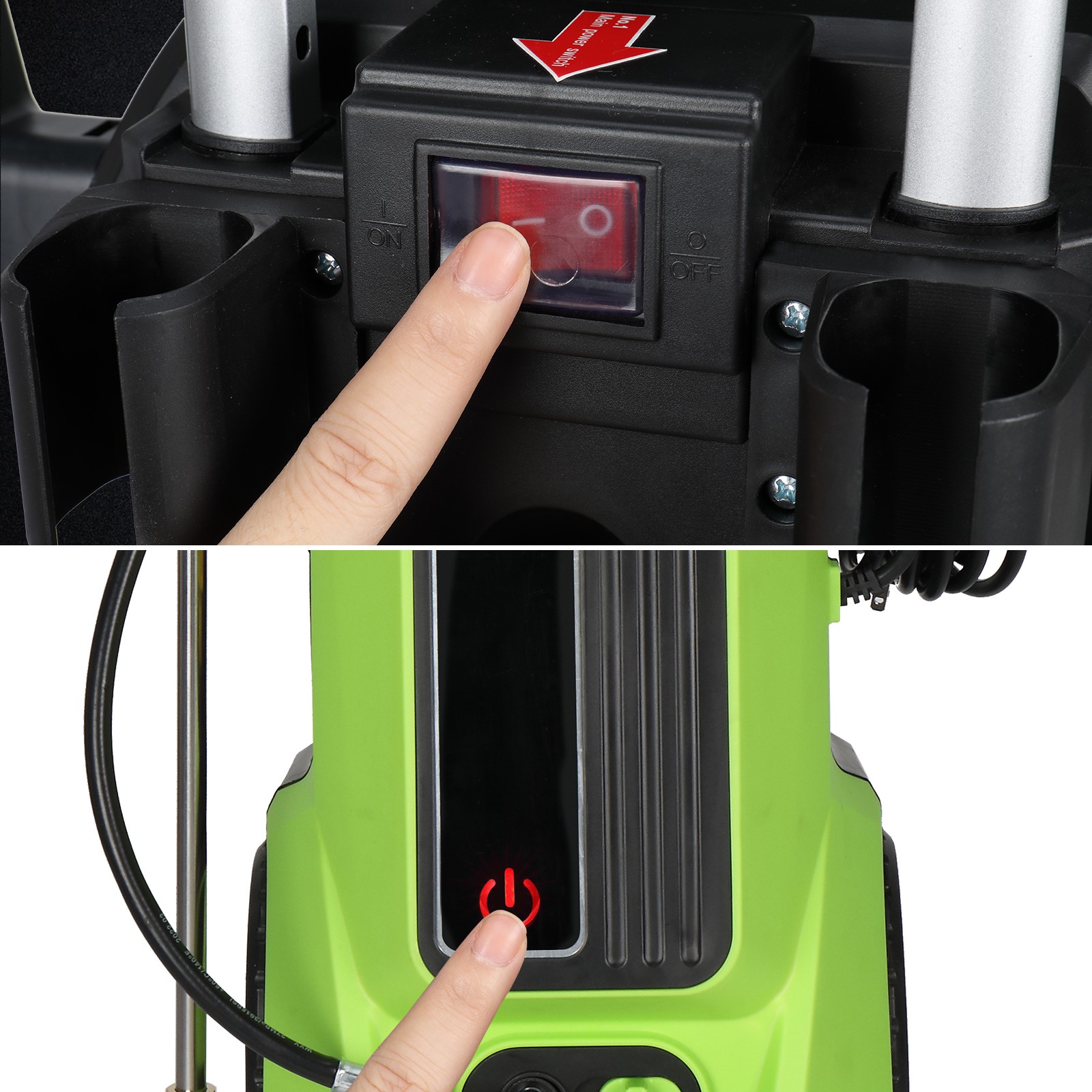3800PSI Electric Pressure Washer with Touch Screen Adjustment Pressure Green