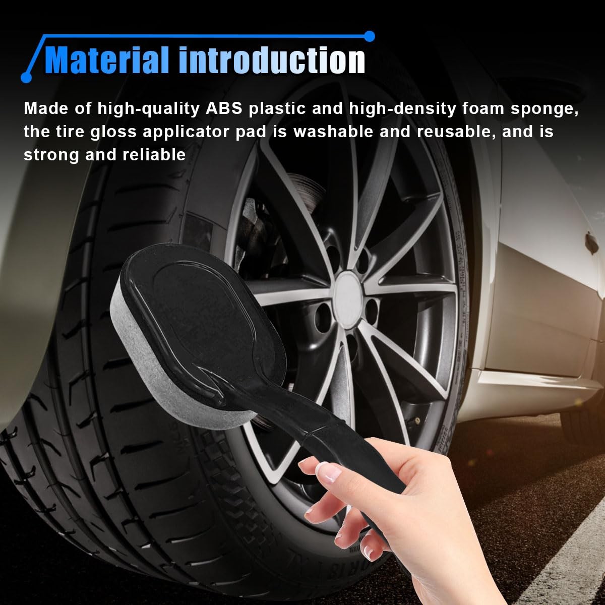 Tire Shine Applicator Brush Car Waxing Sponge Brush with Curved Handle