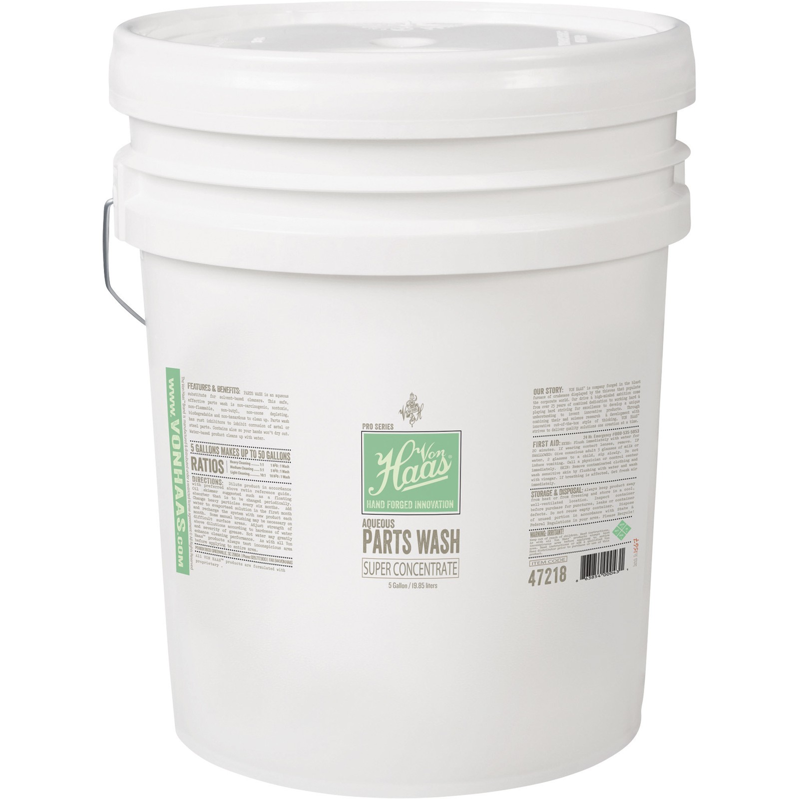 Von Haas Parts Washer Solvent – 5-Gallon, Water-Based, Non-Toxic,