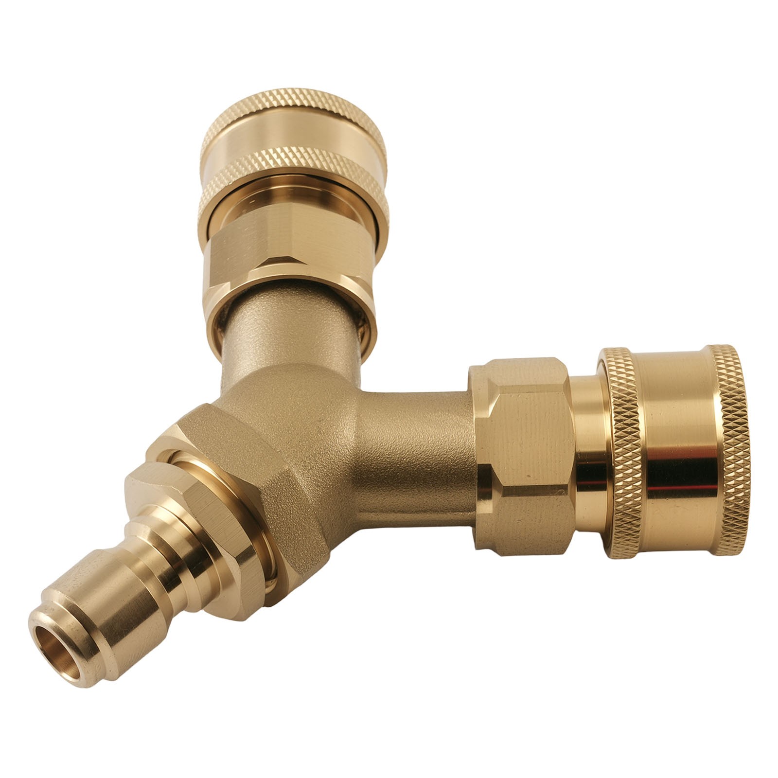 3/8” Quick Connect Pressure Washer Y-Splitter Tee Three Way 5000PSI Brass