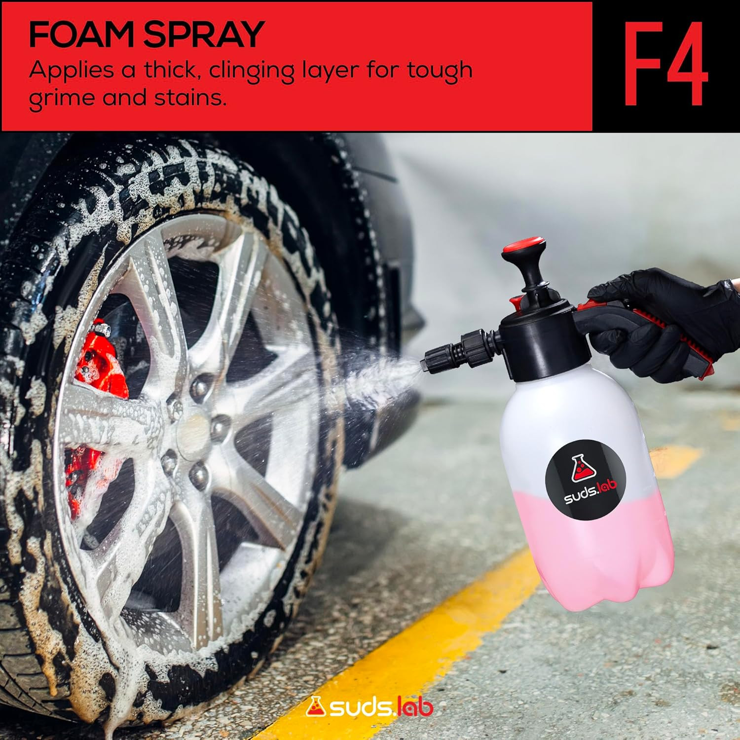 Suds Lab F4 Foaming Pump Sprayer with 70 Oz UV Resistant Canister & Ergonomic Ha
