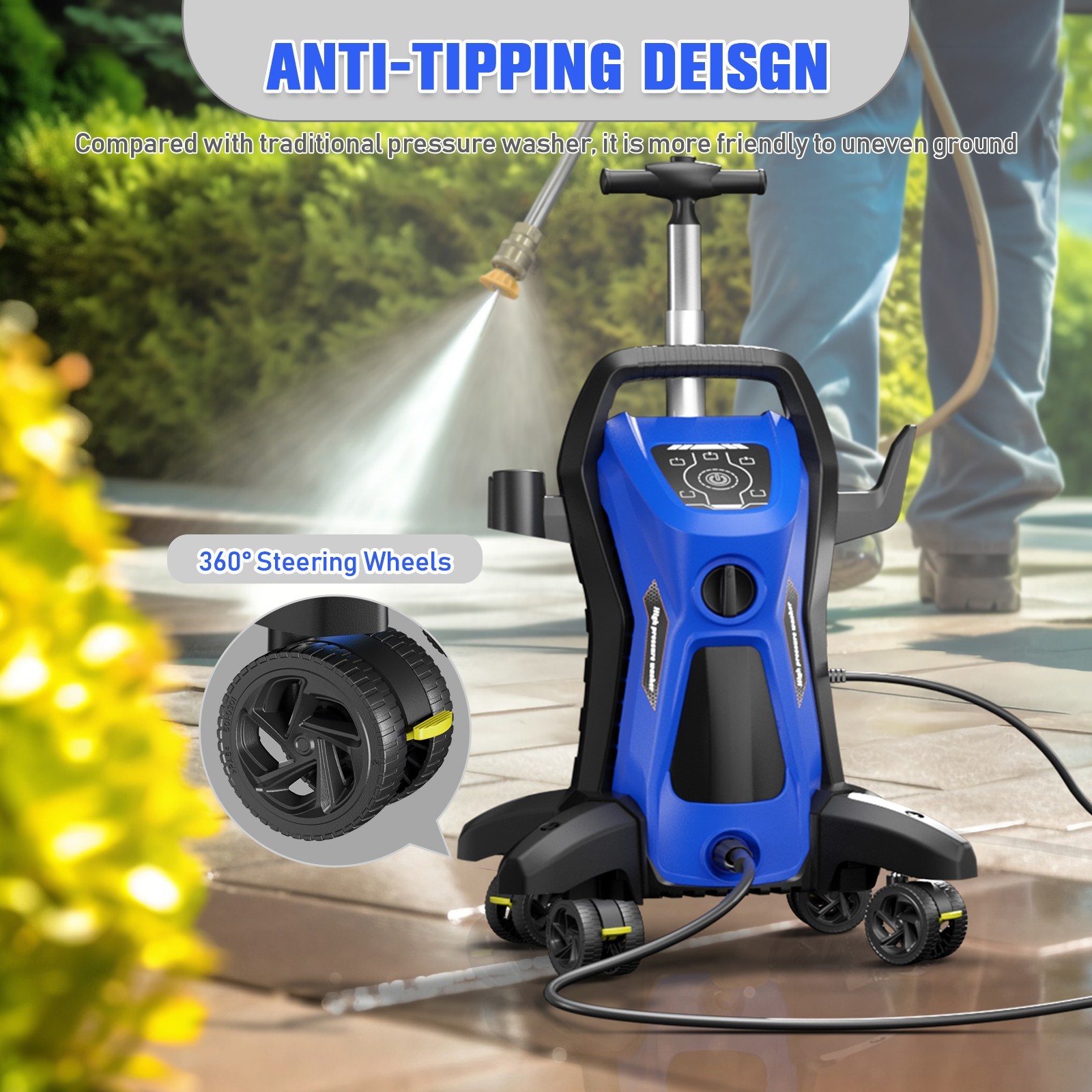 Pressure Washer 4500PSI 3.9GPM Adj-15-Level Touch Screen,car,garden,yard,fence