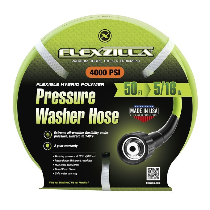 Flexzilla Pressure Washer Hose 5/16 in x 50 ft 4000 PSI Cold Water No Kinking!