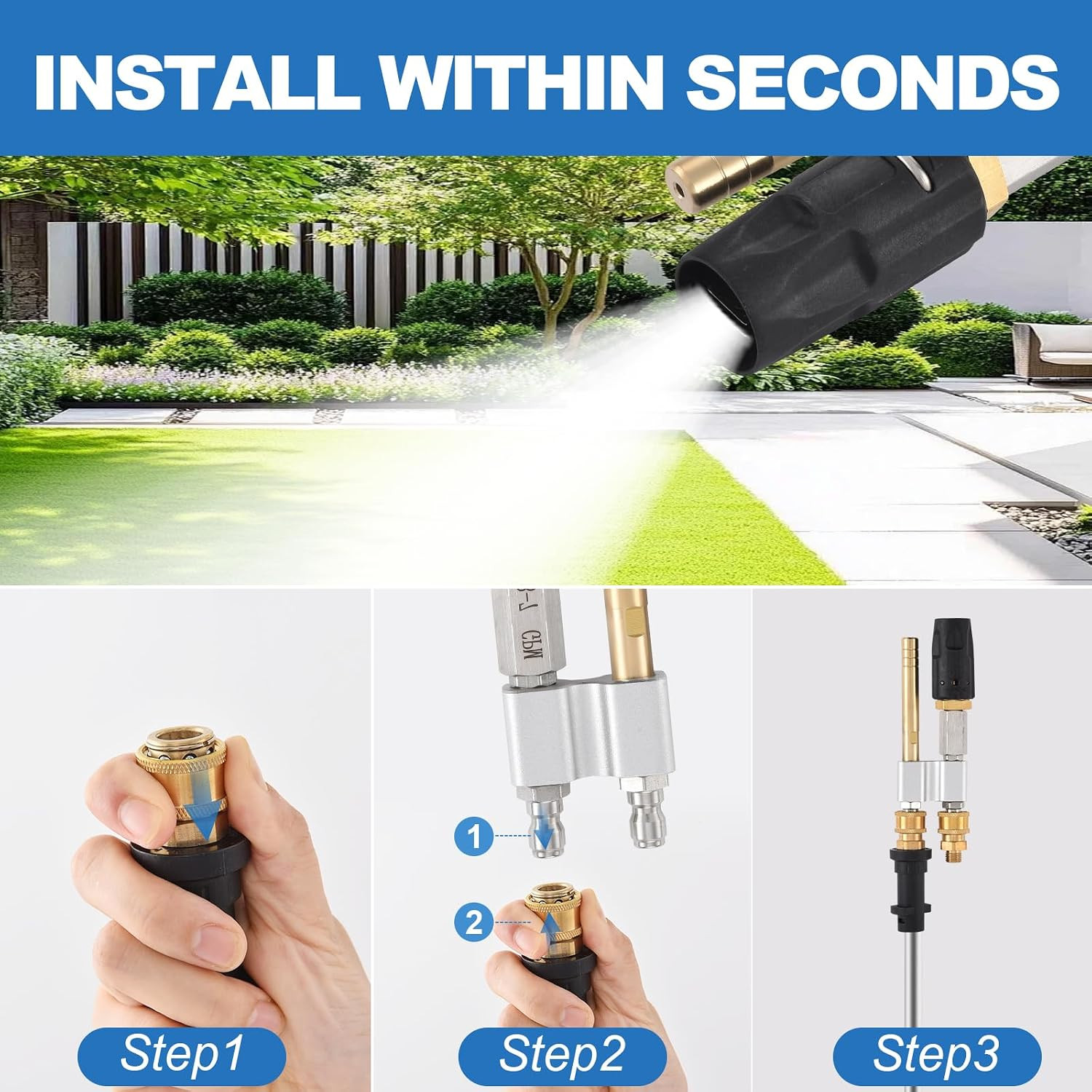 2 in 1 Downstream Soft Wash Chemical Nozzle, M5 Twist Shooter Tips Nozzles, 0-60