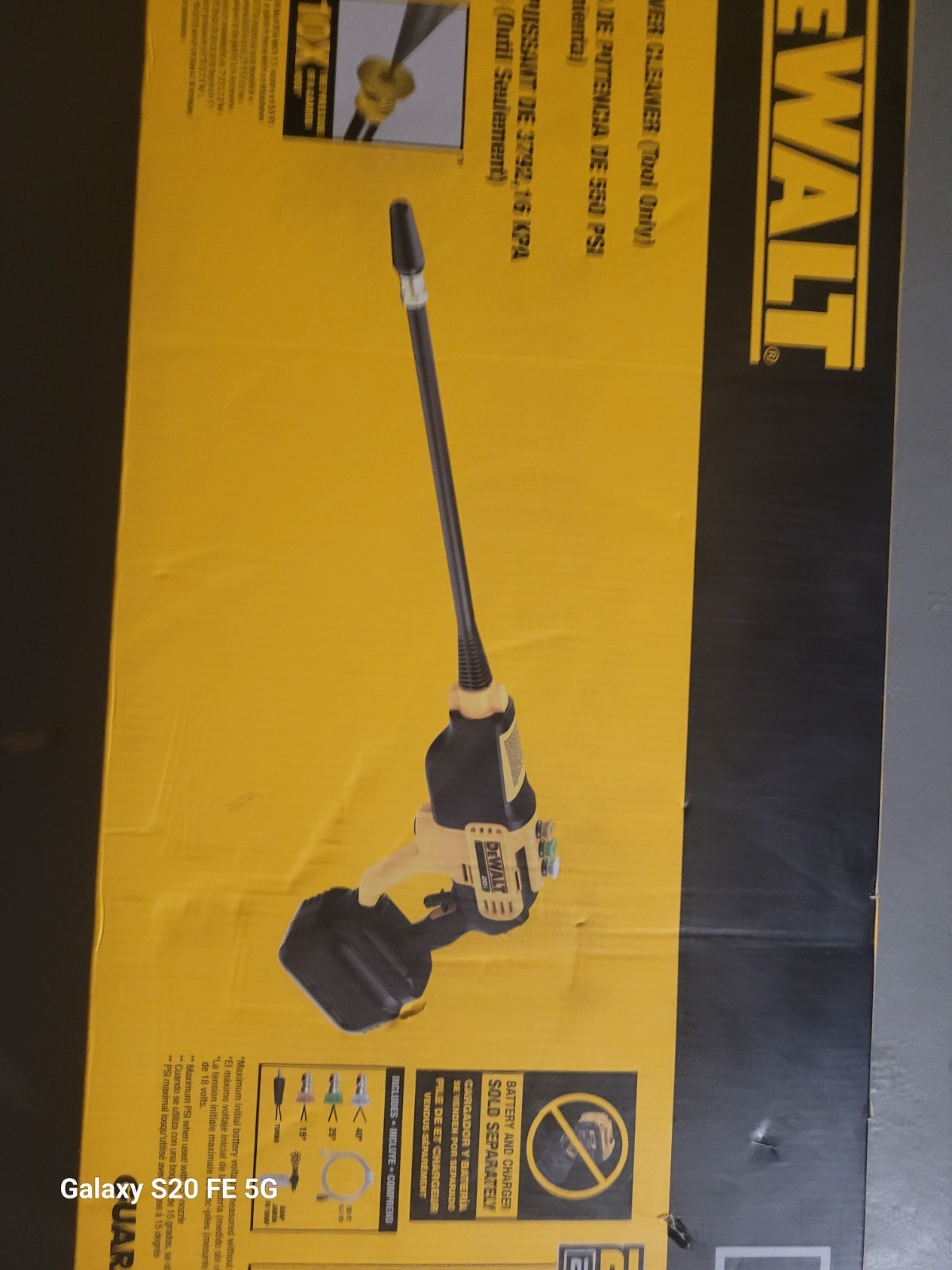 DEWALT 20V MAX 550 PSI Cold Water Power Cleaner (TOOL ONLY) DCPW550B