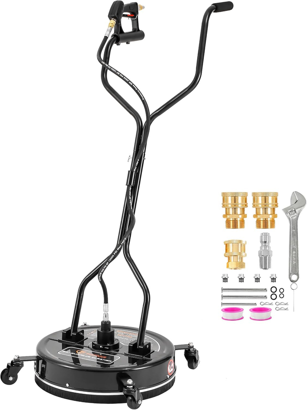 20 Inch Pressure Washer Surface Cleaner with Wheels Dual Handle 4500 PSI for