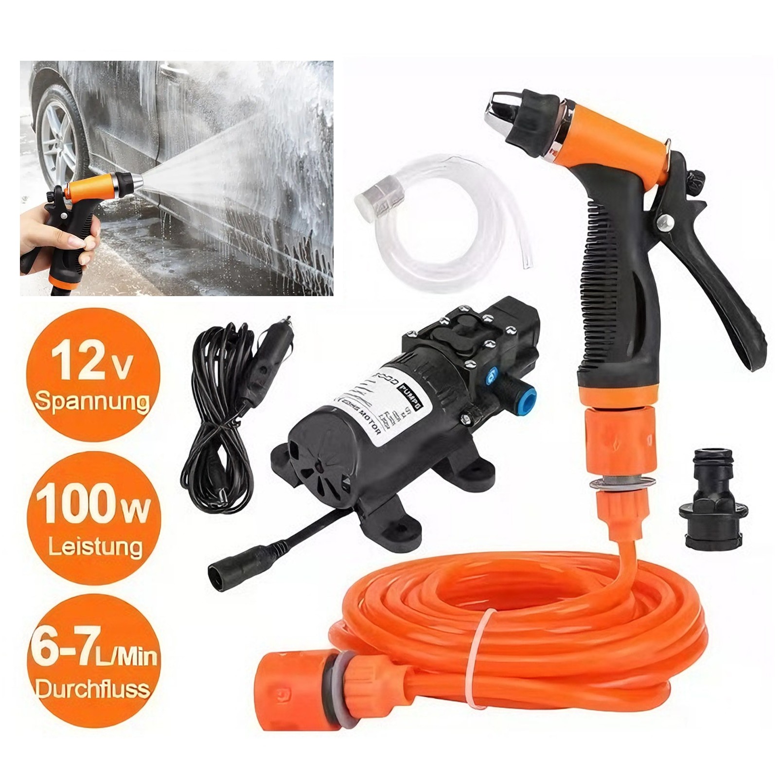 12V 160PSI Washdown Wash Pump Kit Electric DIY Car Washer Cleaner Sprayer Tool