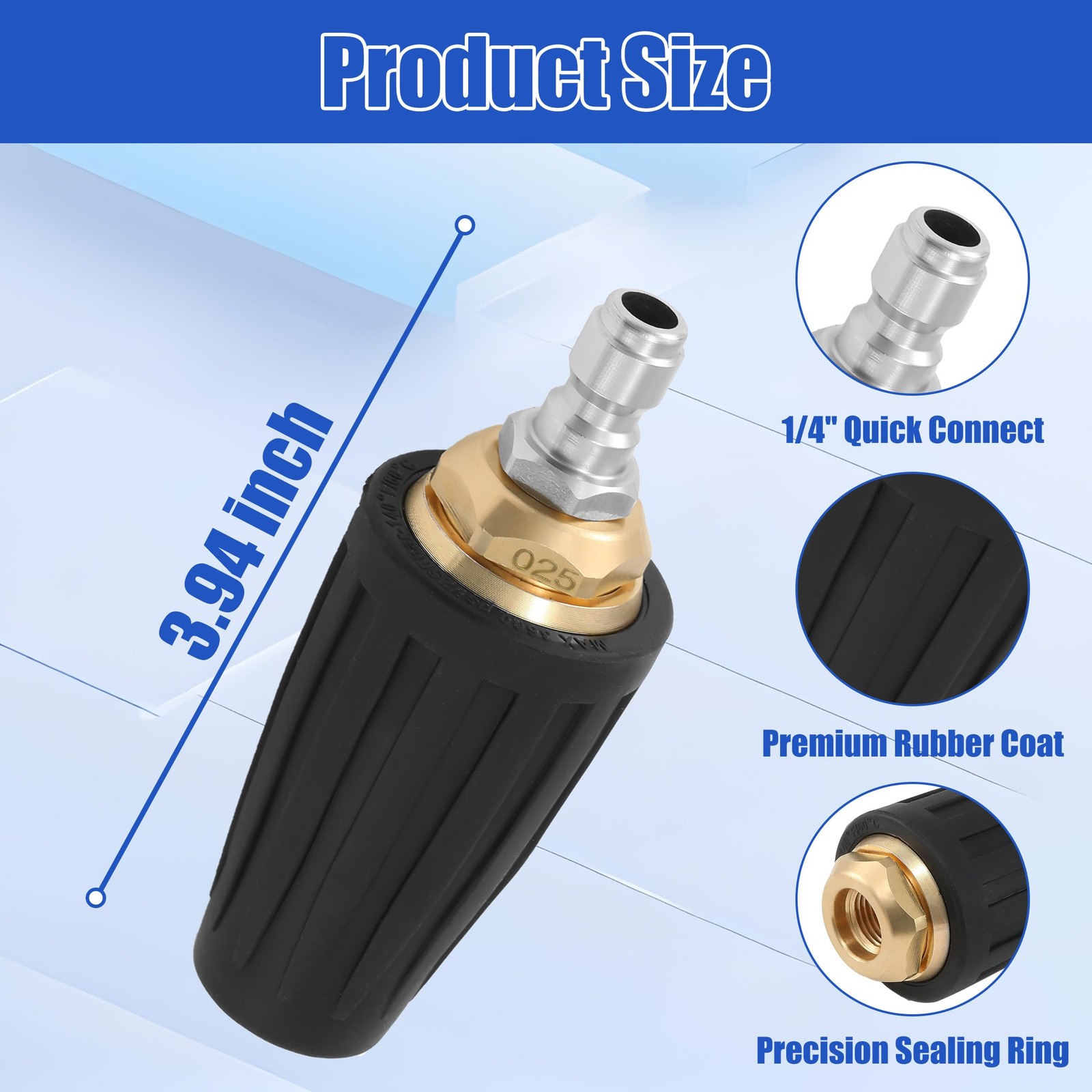 Pressure Washer Nozzle Tips Full Set, 3600 PSI Rotating Turbo Nozzle for Powe…