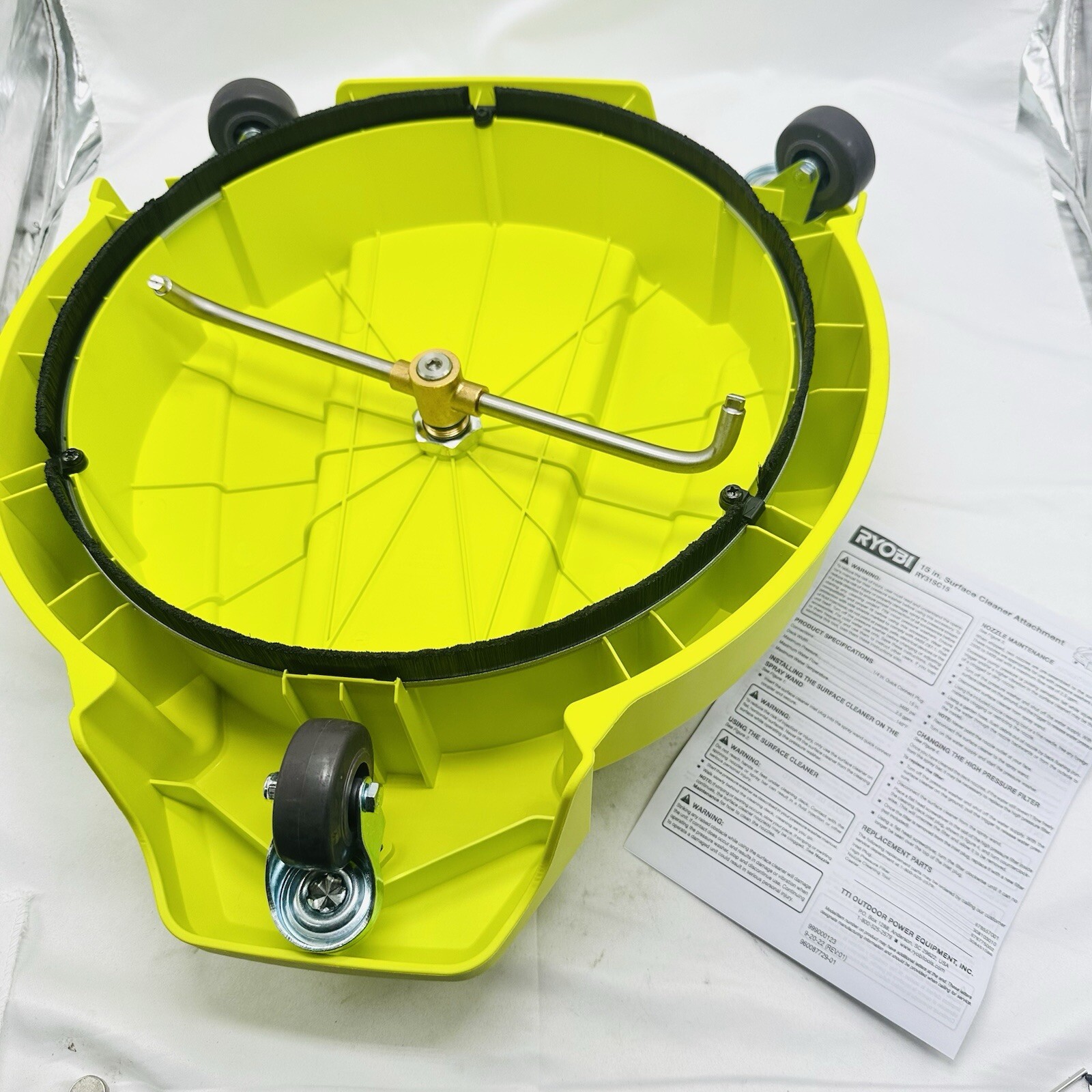 RYOBI 15 in. 3400 PSI Gas Pressure Washer Surface Cleaner Caster Wheels RY31SC15