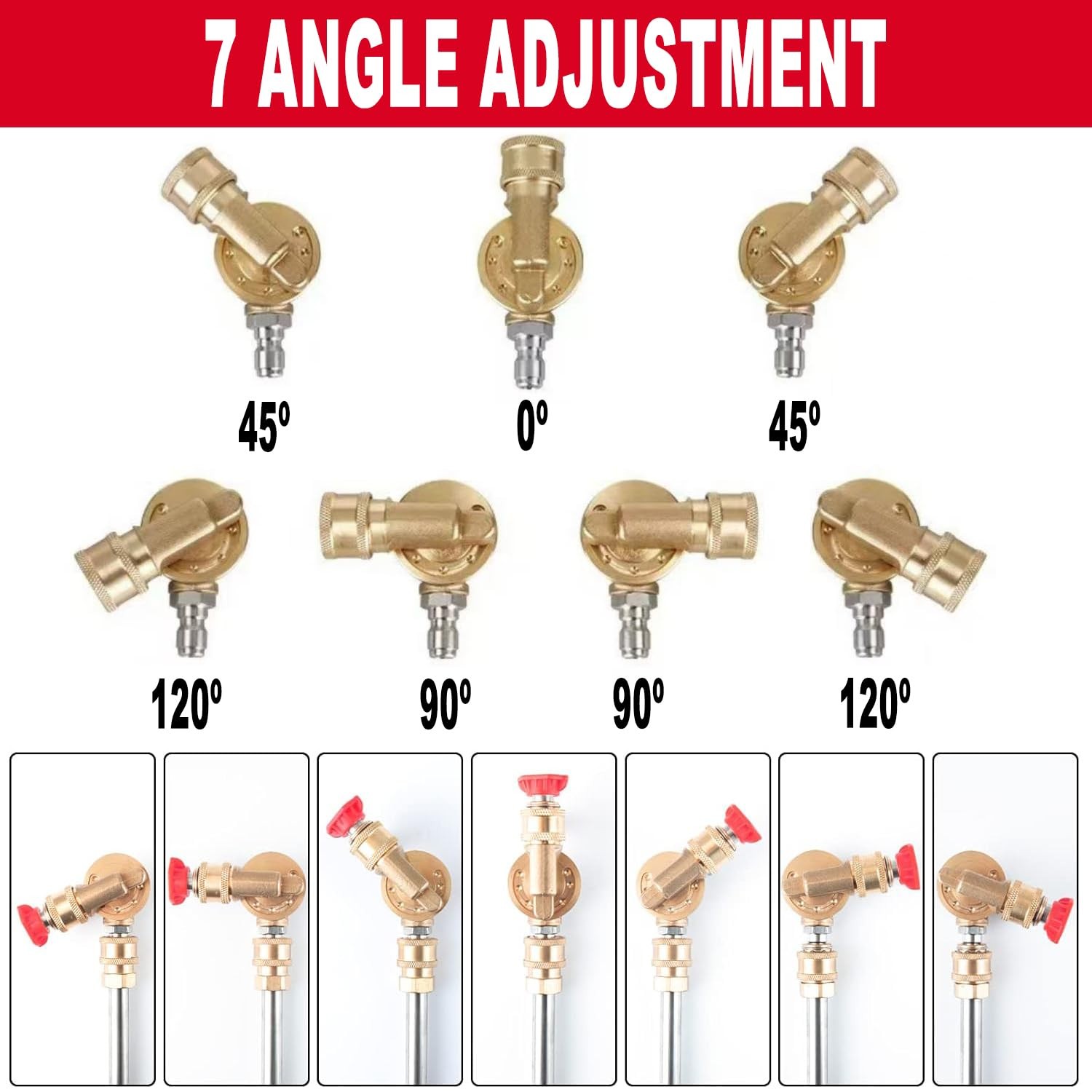 8 PCS Pressure Washer Pivoting Coupler Kit 7 Nozzle Tips 1/4 Inch 4500 PSI