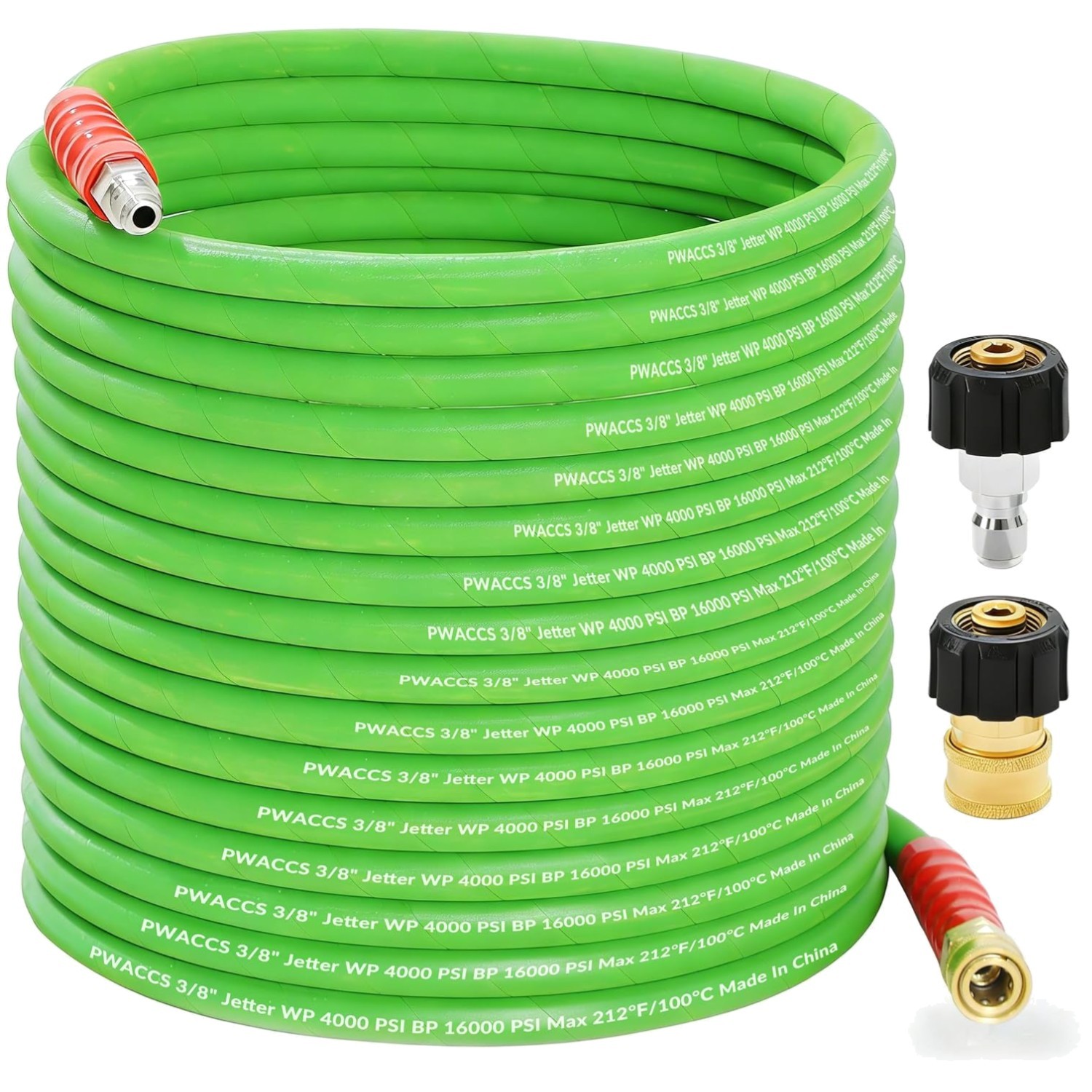 50 FT Rubber Power Washer Hose with M22 Fittings