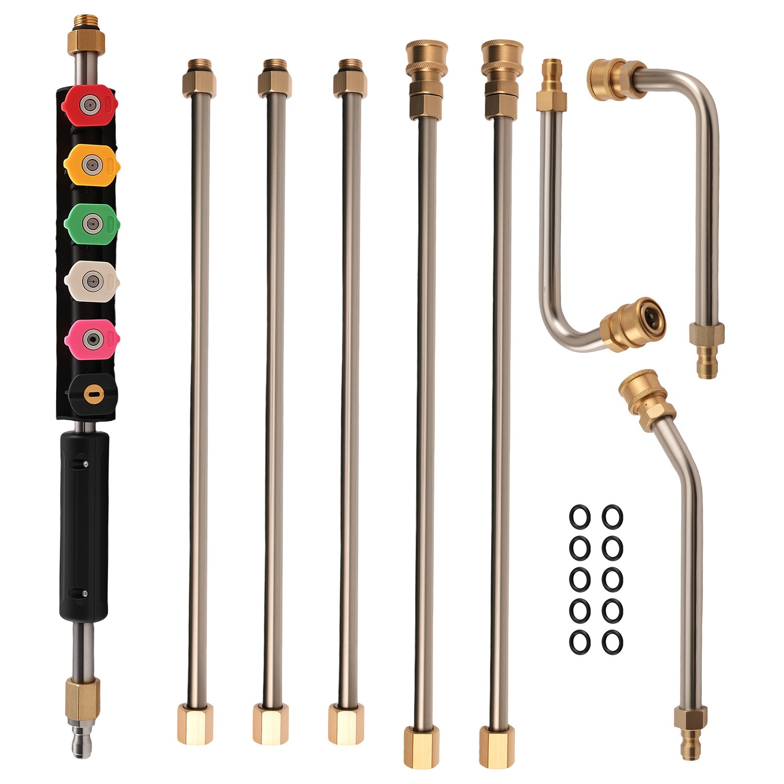 4000PSI Pressure Washer Wand Extension 97in 6 Straight + 3 Curved Rods 6 Tips