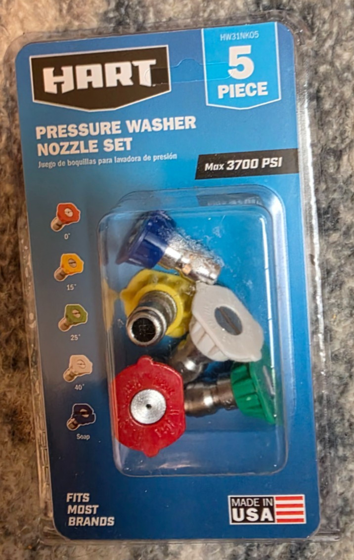 5pcs Pressure Washer Spray Tips Nozzles Hart NEW! Max 3700 PSI