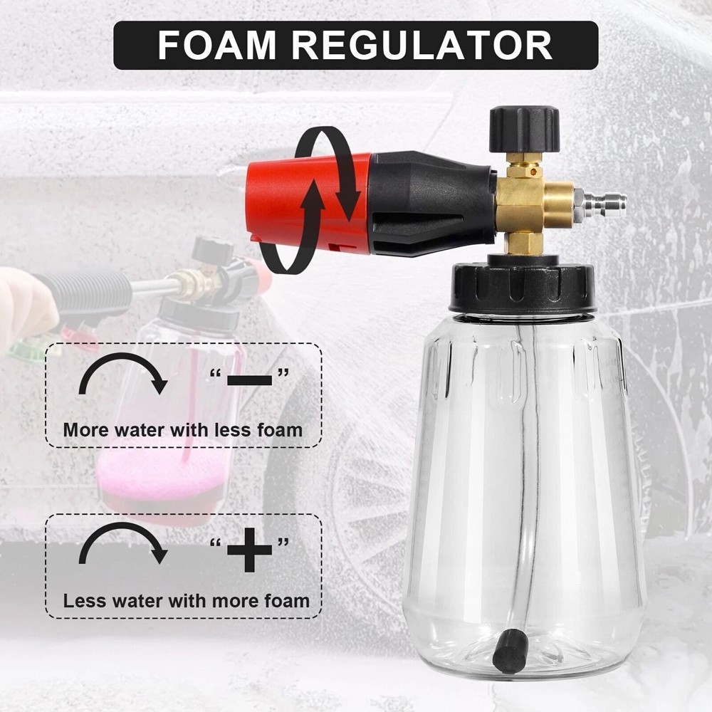 1/4″ Snow Foam Cannon Gun Car Wash Soap Lance Sprayer Pressure Washer Bottle