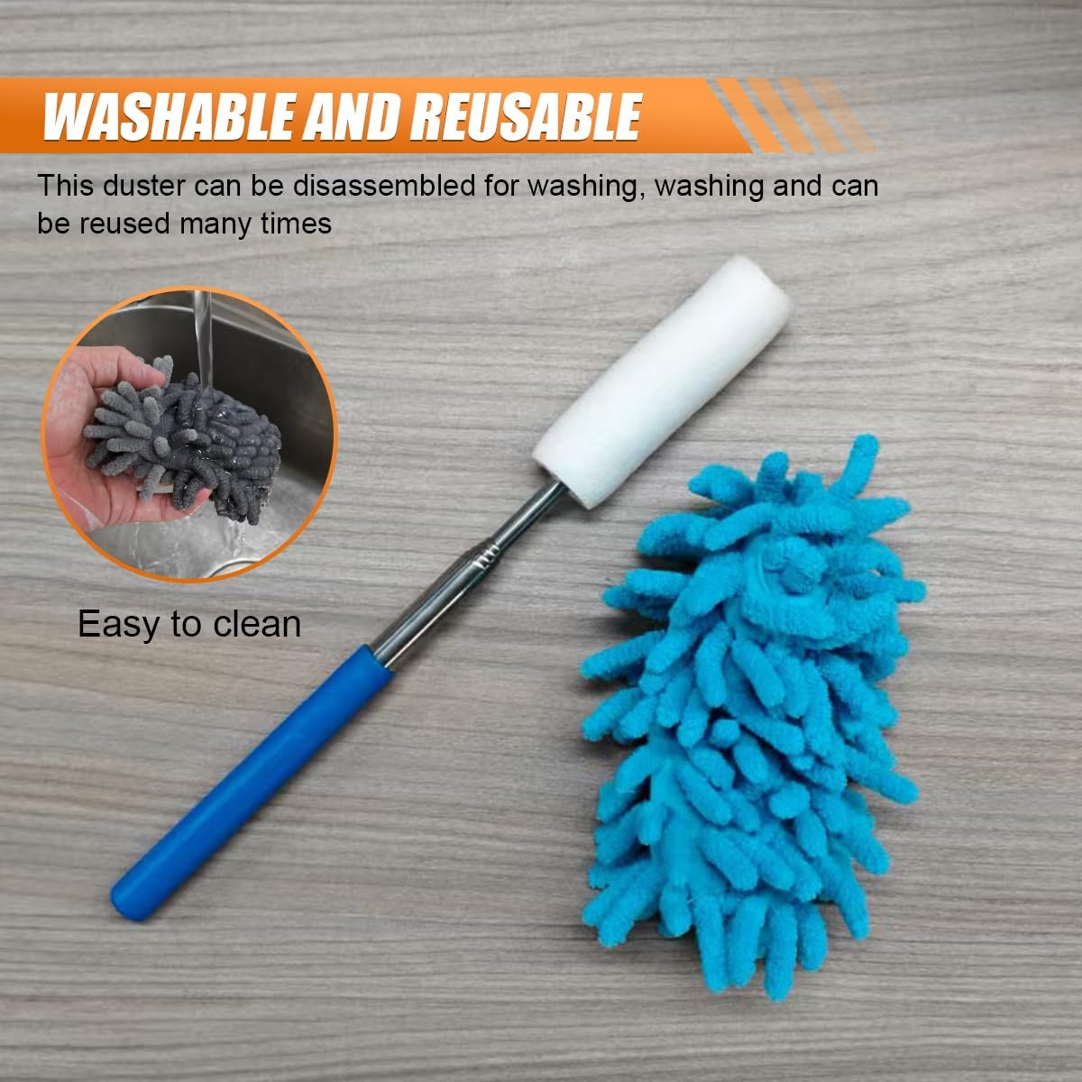 Tuxihapp 6PCS Microfiber Duster for Cleaning, 11.41 x 3.74 inch, Blue