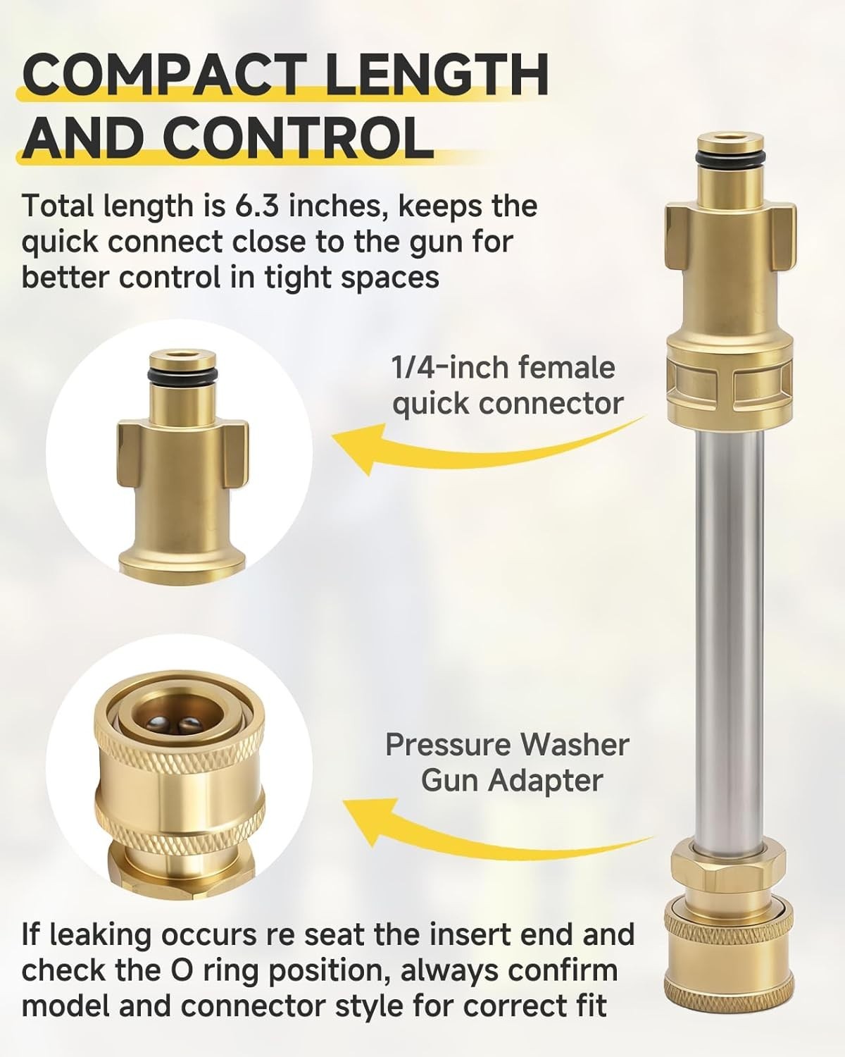 Adaptador de Hidrolavadora 1/4″ de 6 Pulgadas para Ryobi y Dewalt – 3000 PSI