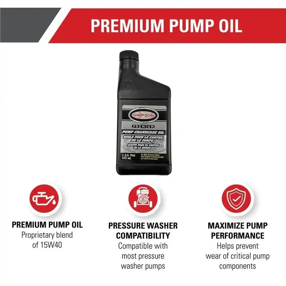 15W40 Pressure Washer Pump Oil 16 oz Crankcase Lubricant Replacement