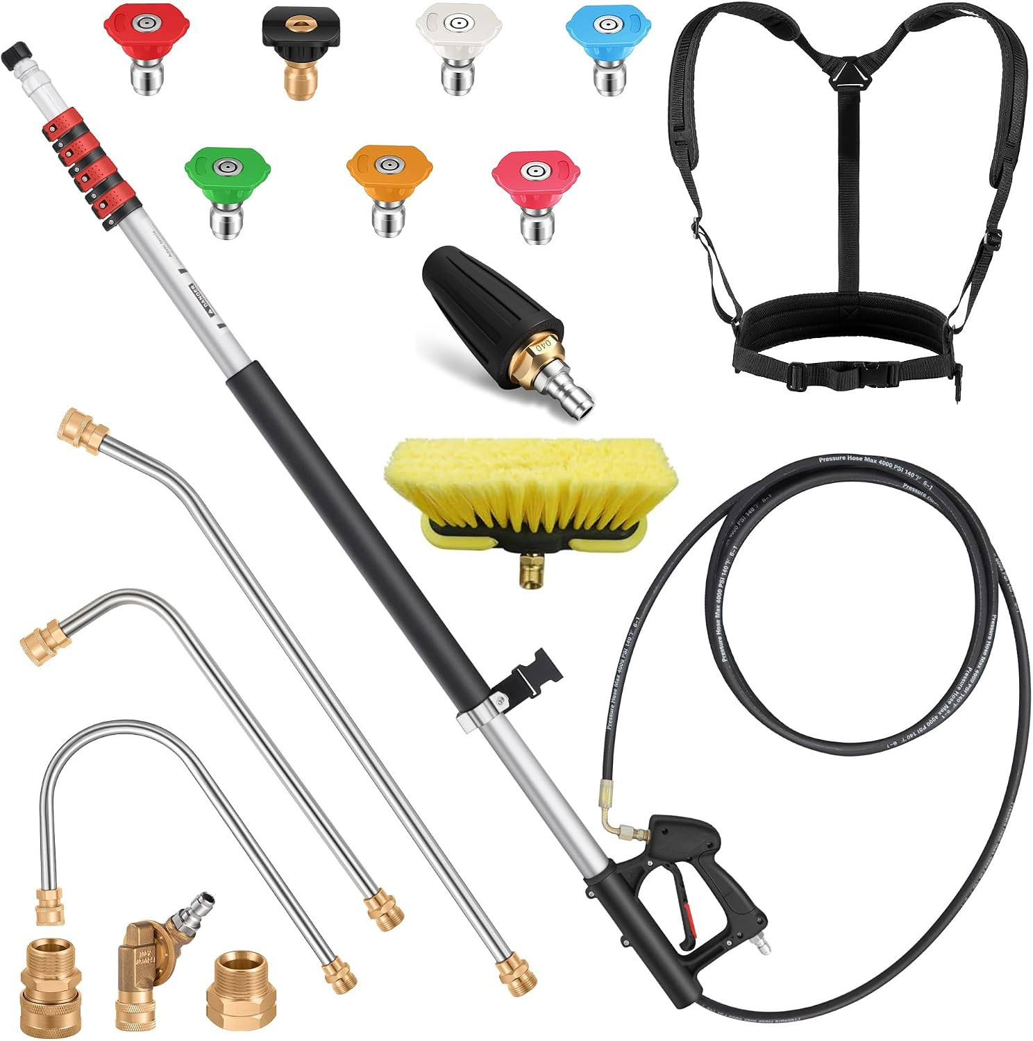 24 FT Gutter Cleaning Tools from the Ground – Telescoping Pressure Washer Wand –