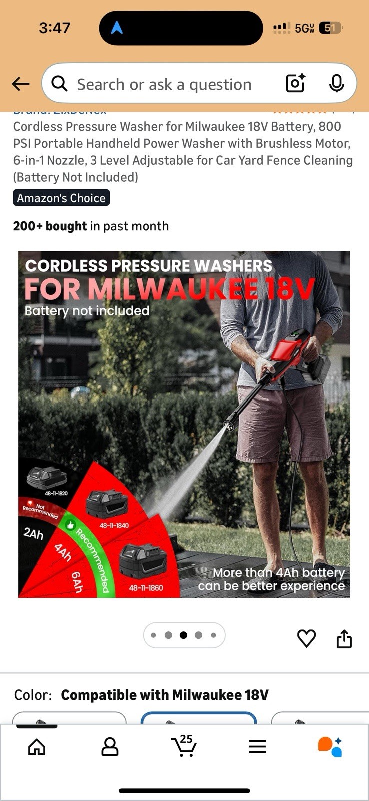 CORDLESS PRESSURE WASHER 800PSI Portable Handheld Cleaner 18V Battery Tool