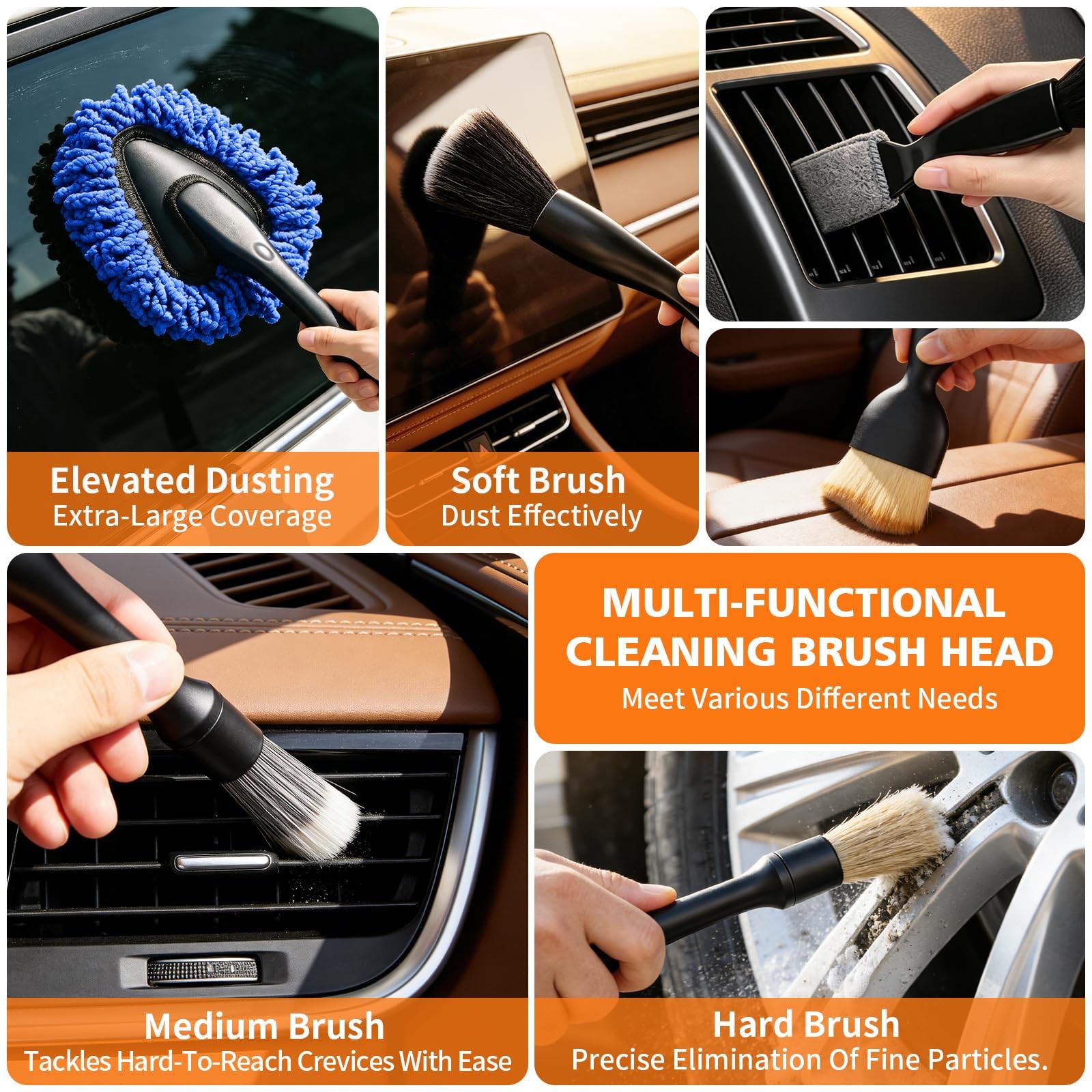 Windshield Cleaner Tool, 12Pcs Car Cleaning Kit, 23-inch Extendable Handle wi…
