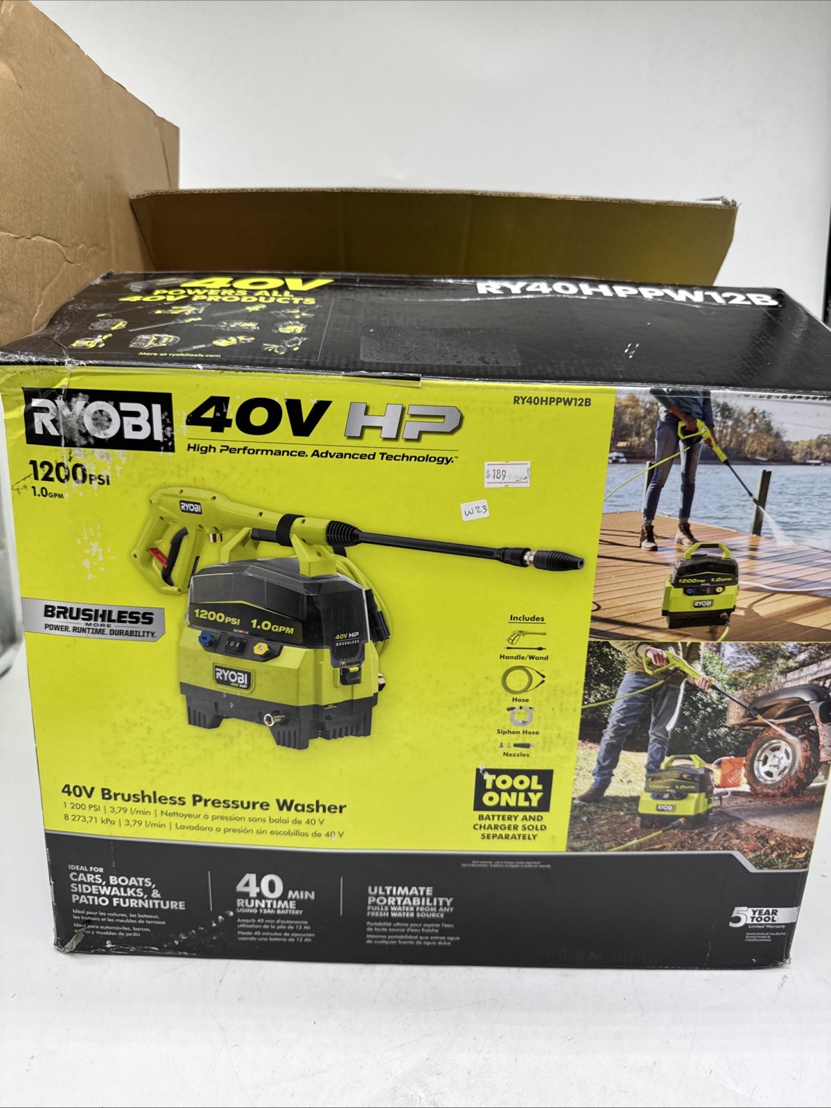 Ryobi RY40HPPW12B 40V Brushless Pressure Washer Tool Only W23