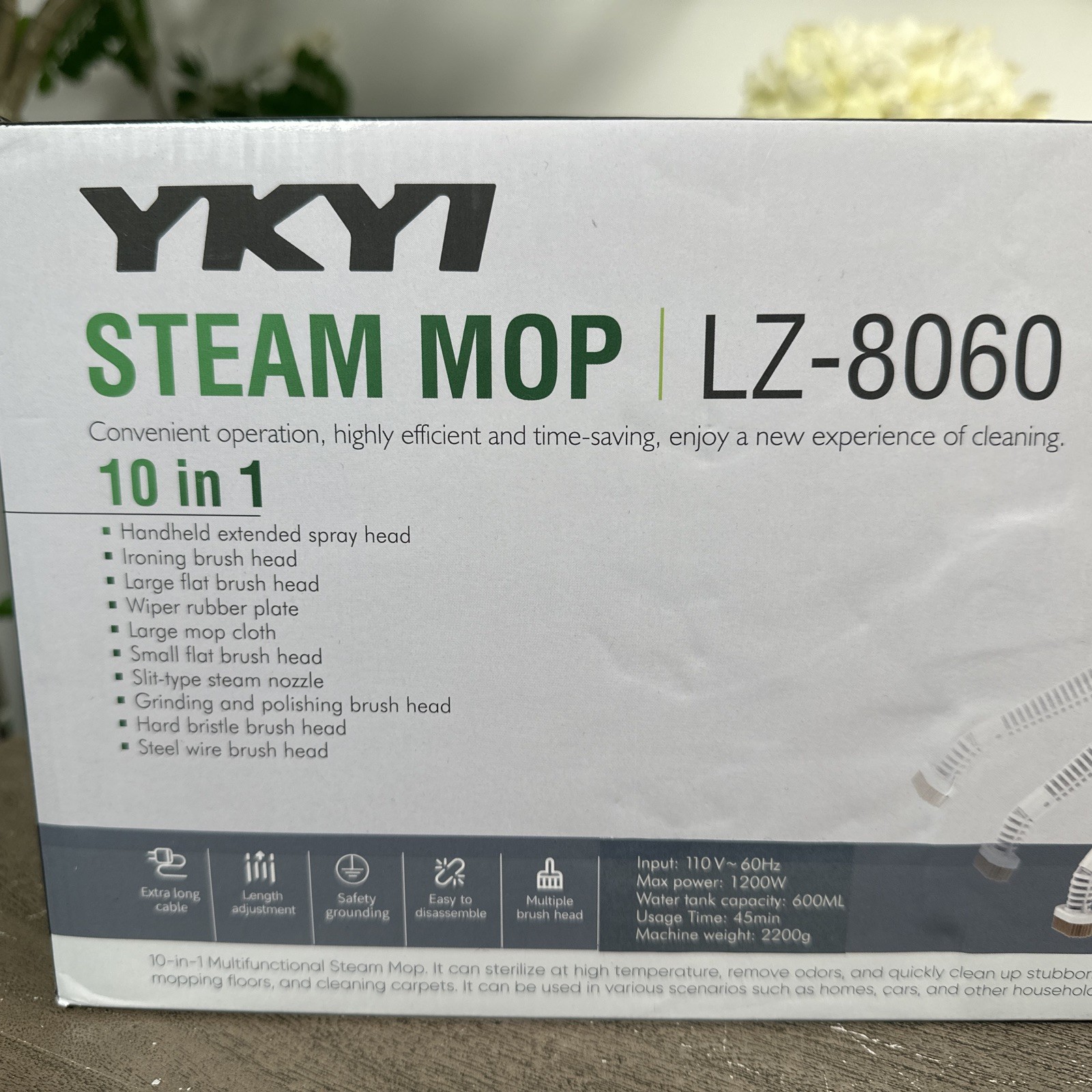 YKYI Steam Mop 30 Speed Level 1200W, 10 in 1 Nozzle 24′, 11 Attachments