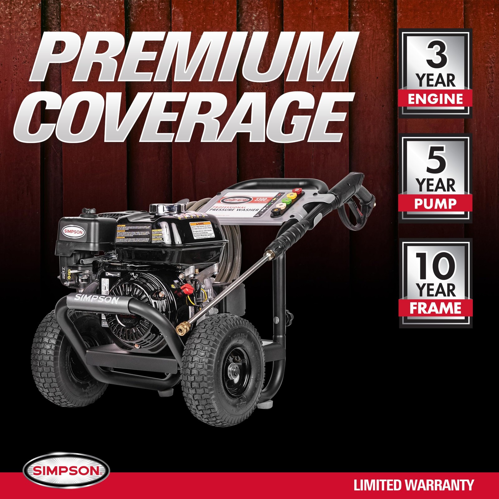 SIMPSON Cleaning PS3228 PowerShot 3300 PSI Gas Pressure Washer, 2.5 GPM, Hond…