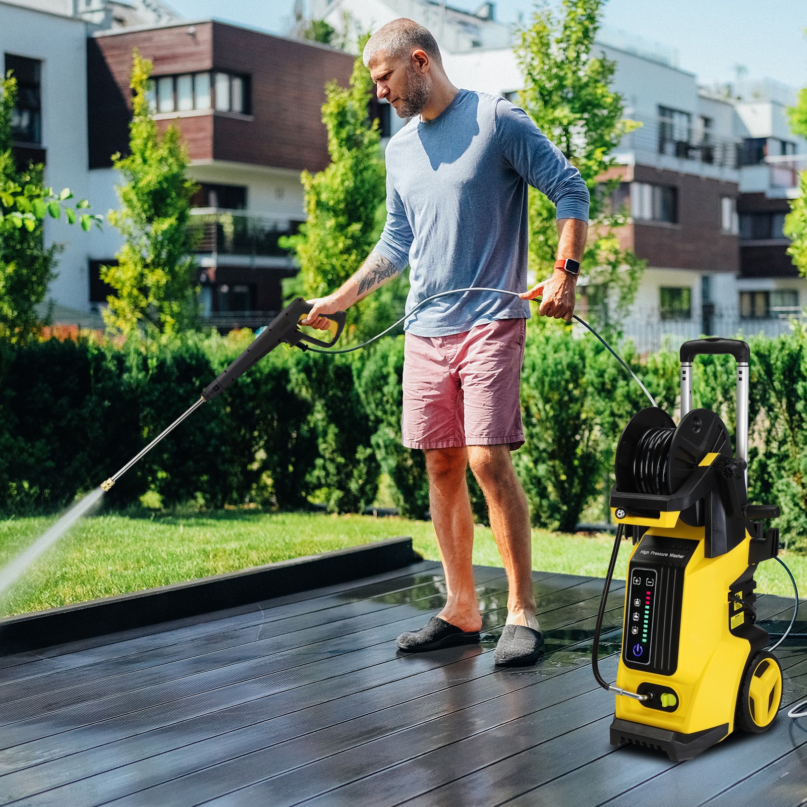 Portable 3800PSI Electric Pressure Washer w/ Touch Screen Adjustment Pressure US