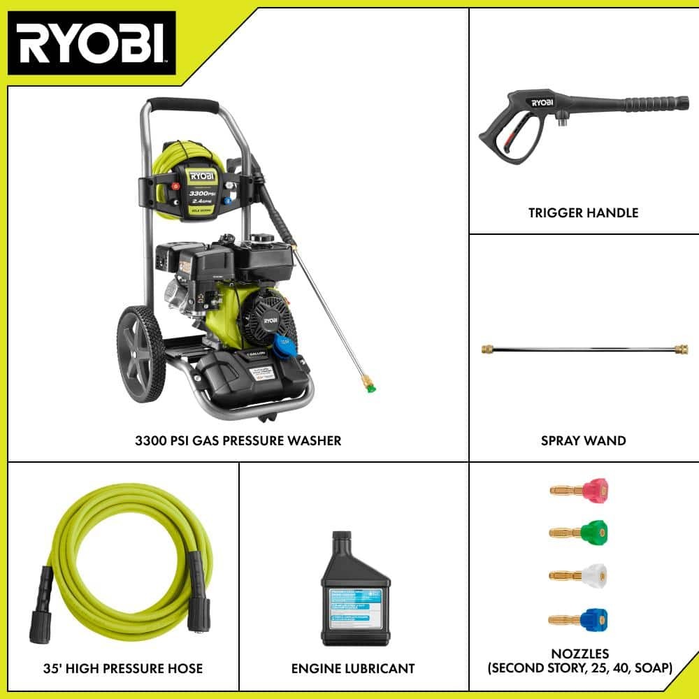 RYOBI 3300 PSI 2.4 GPM Cold Water Gas Pressure Washer with 212cc Engine