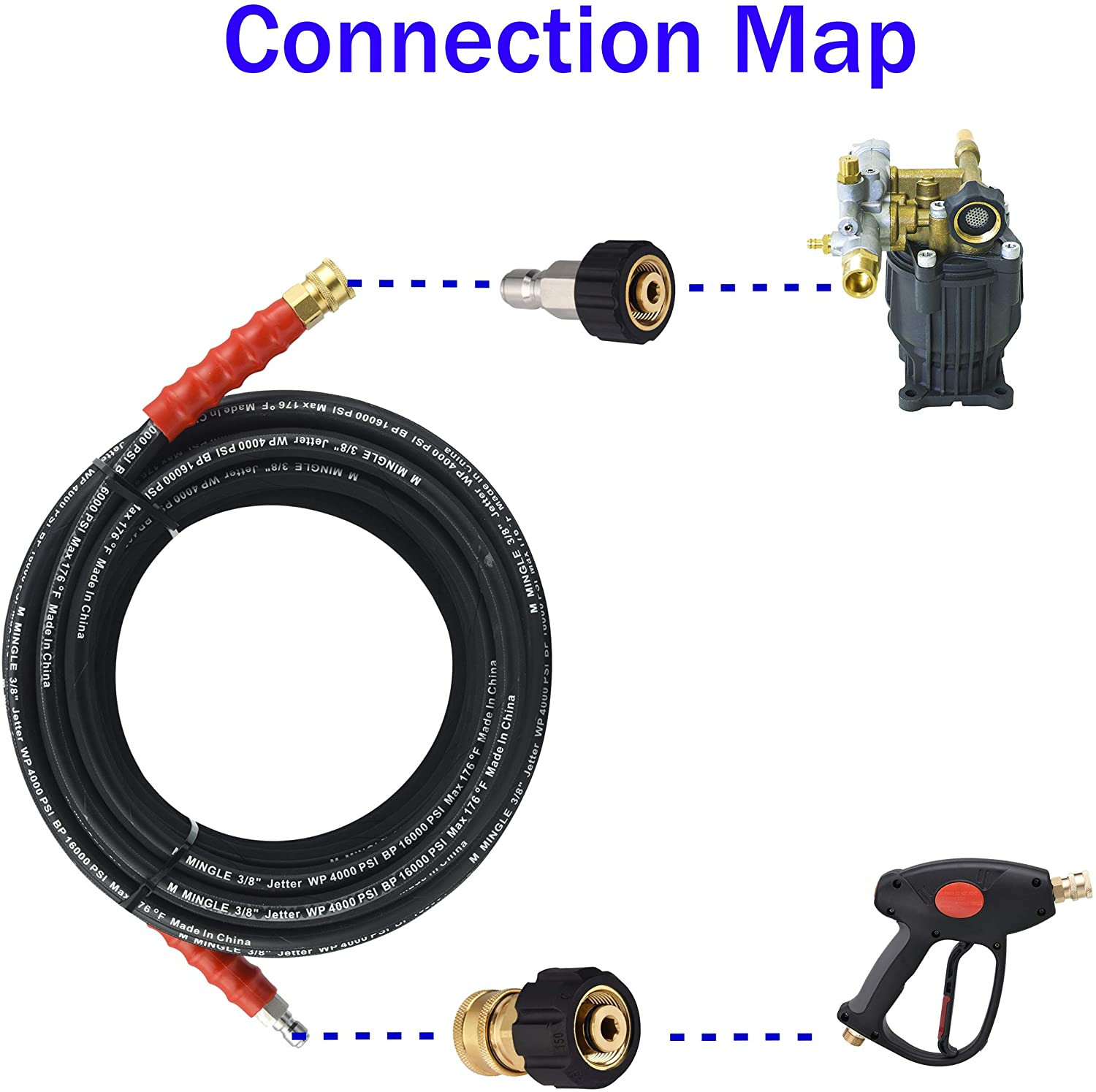 Pressure Washer Hose Adapter Set, M22 to 3/8 Quick Connect for Power Washer Hose