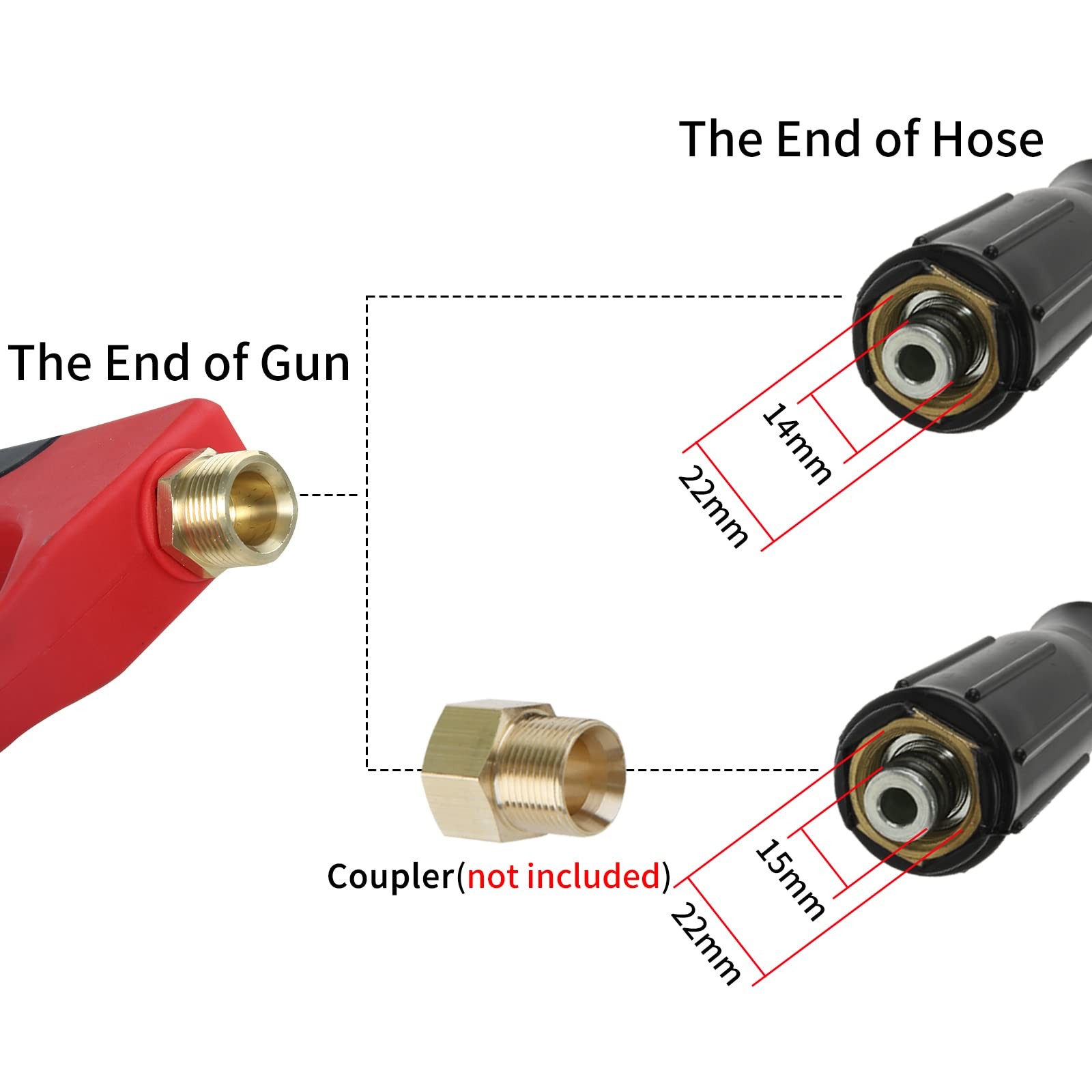 Short Pressure Washer Gun 3000 Psi 7 Inch Replacement Extension Curved Wand 5 No
