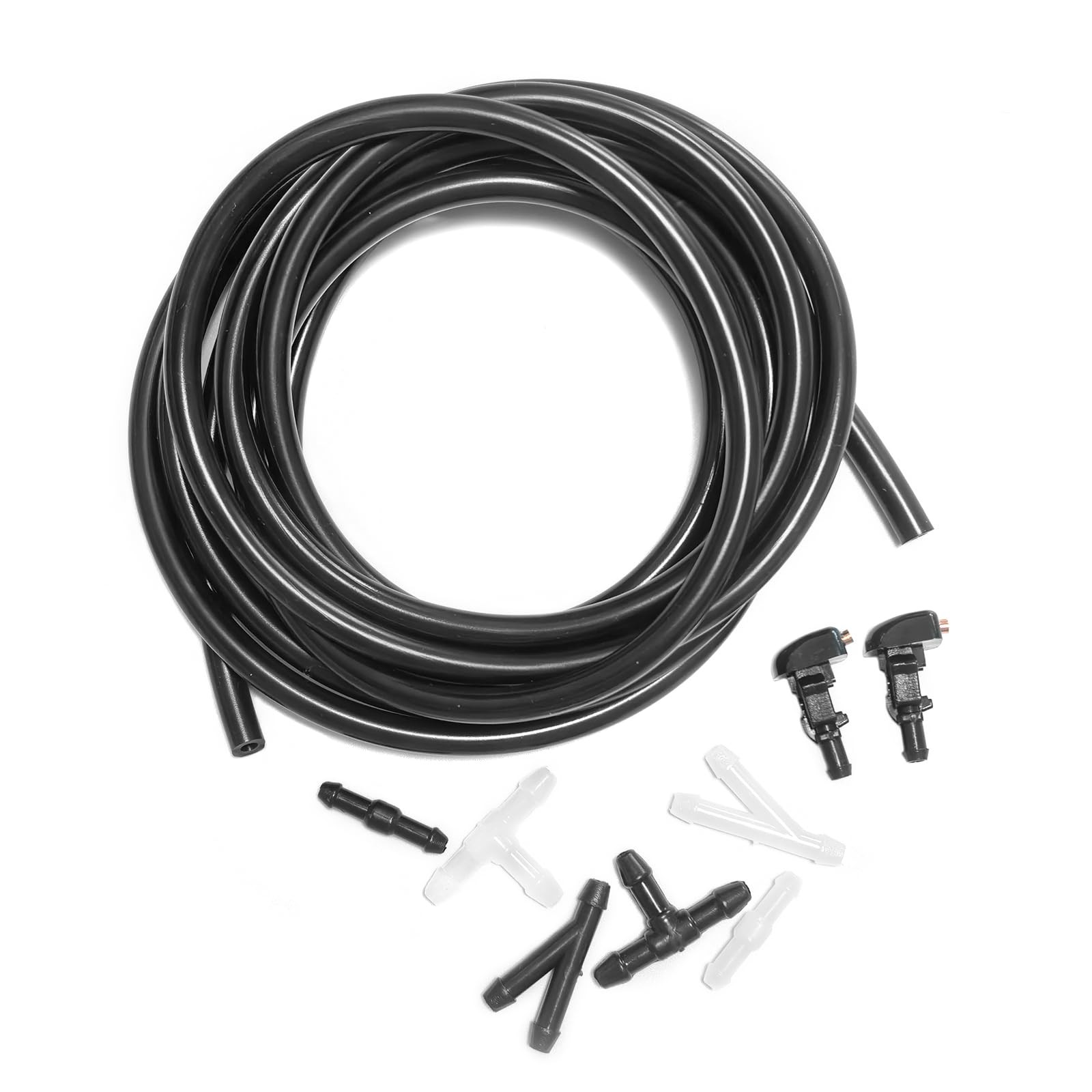 Front Windshield Washer Nozzles Kit for & Hose Kit, Black