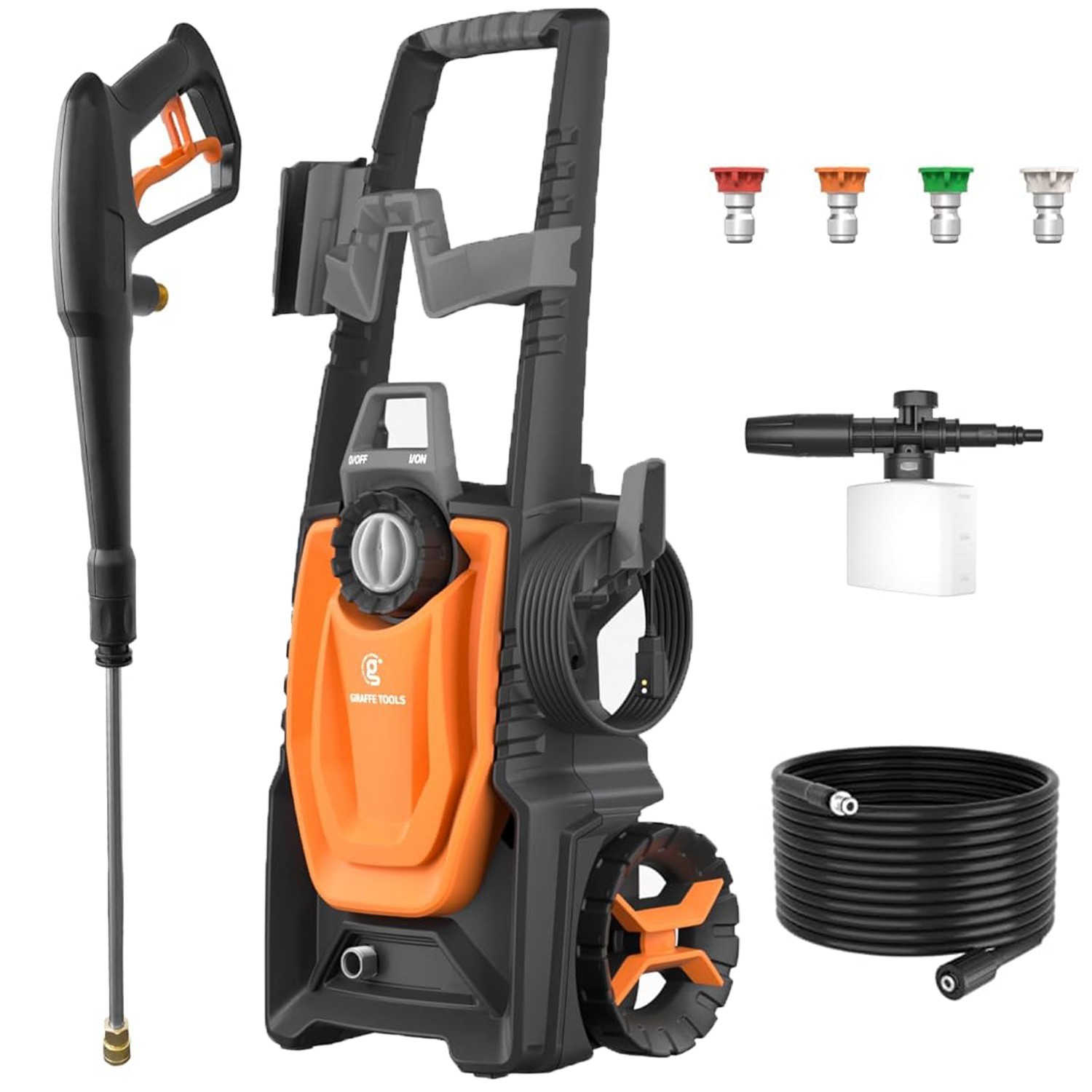 Giraffe Tools Electric Pressure Washer Max 2400 PSI 2.3 GPM, 20+32FT, 4 Nozzles