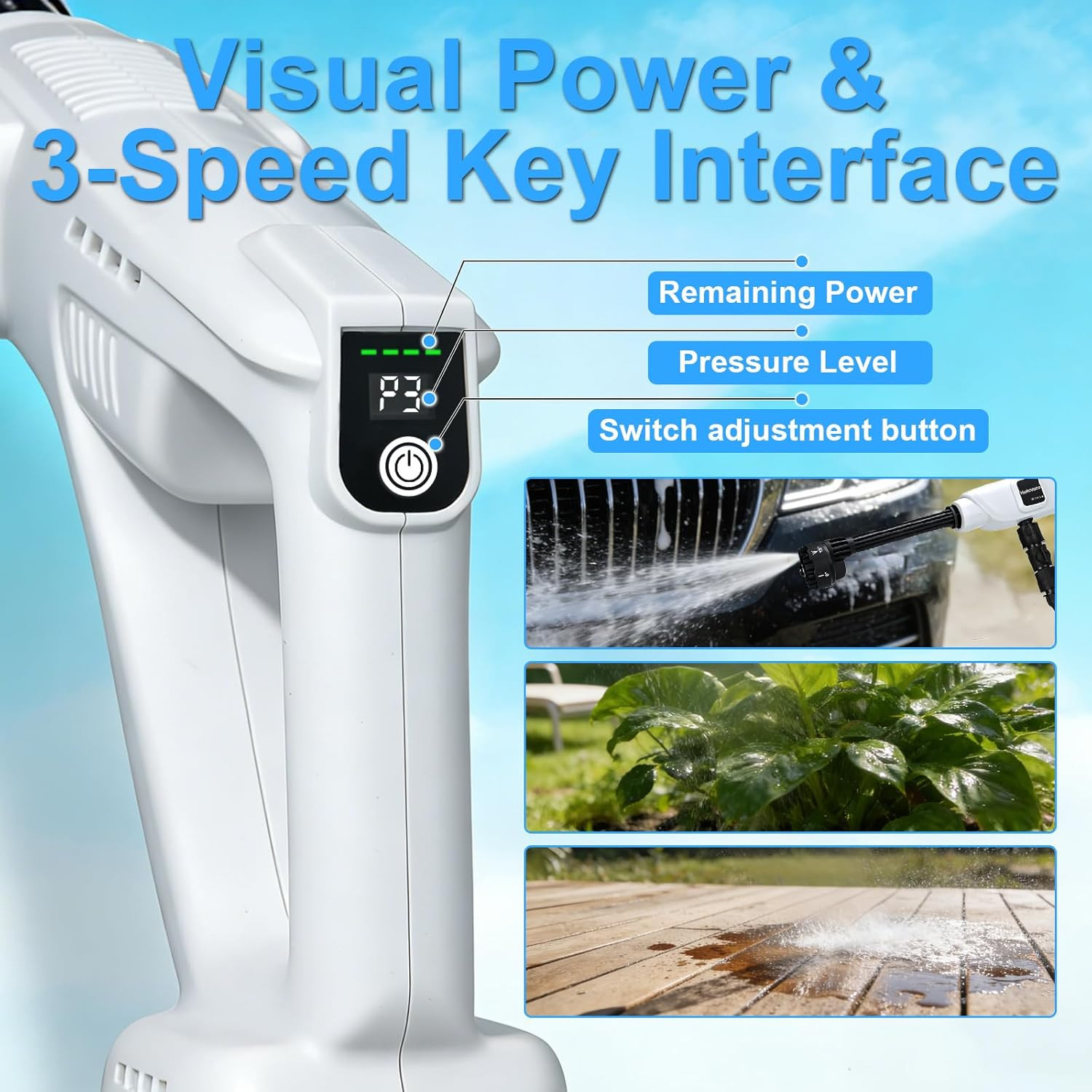 1500PSI Cordless Pressure Wassher Power Wassher Battery Powered | Brushless Spee