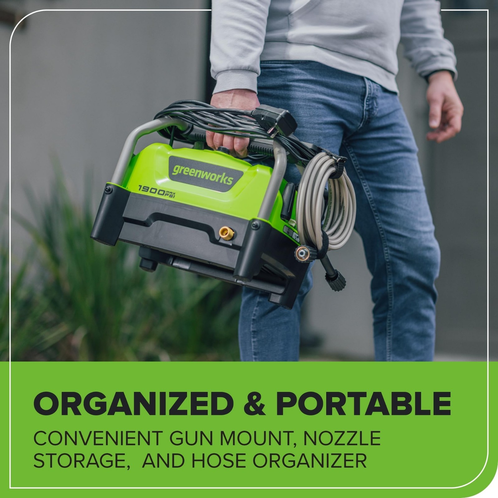 1900 PSI Electric Pressure Washer – 25°, 40°, Turbo Nozzles & Soap Applicator fo