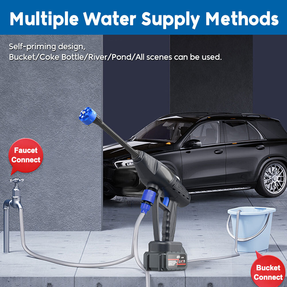 Cordless High Pressure Washer Gun with Foam Cannon, High Power， Max 435PSI