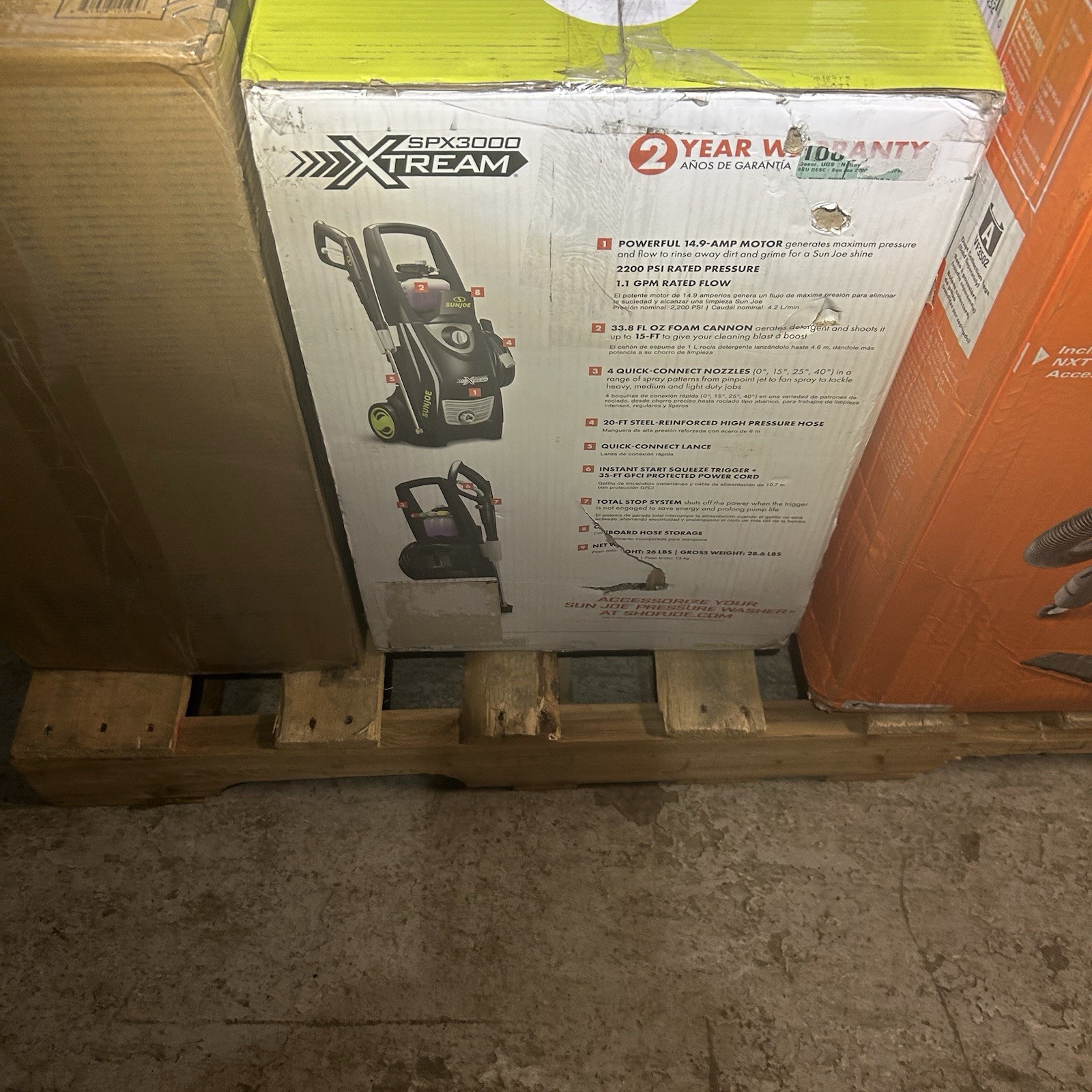 SUN JOE SPX3000-XT1 XTREAM PRESSURE WASHER 2200 PSI BLACK/GRAY SHIPS FREE