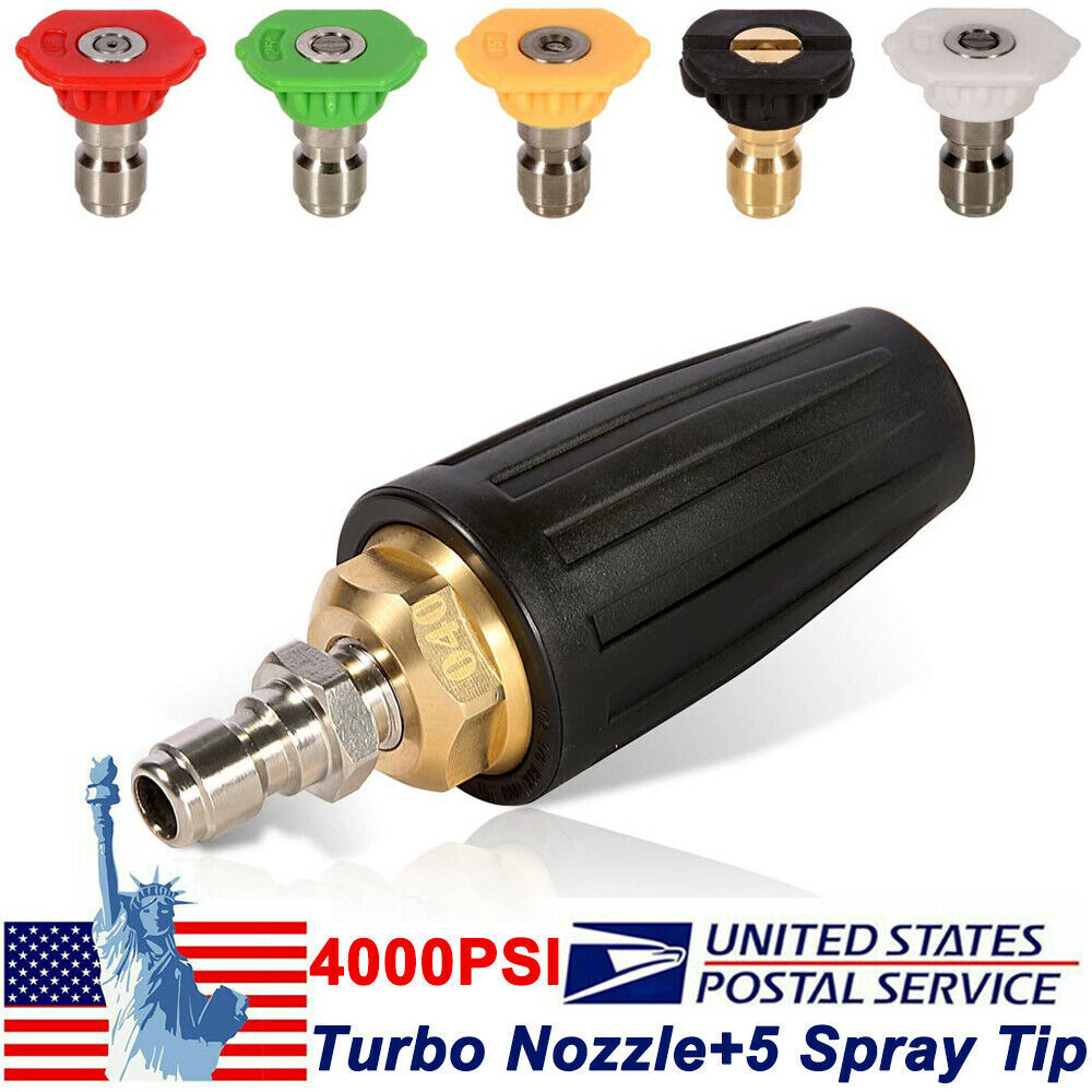 1/4″ 4000PSI 2.5-4 GPM High Pressure Washer Fast Rotating Turbo Nozzle Spray Tip