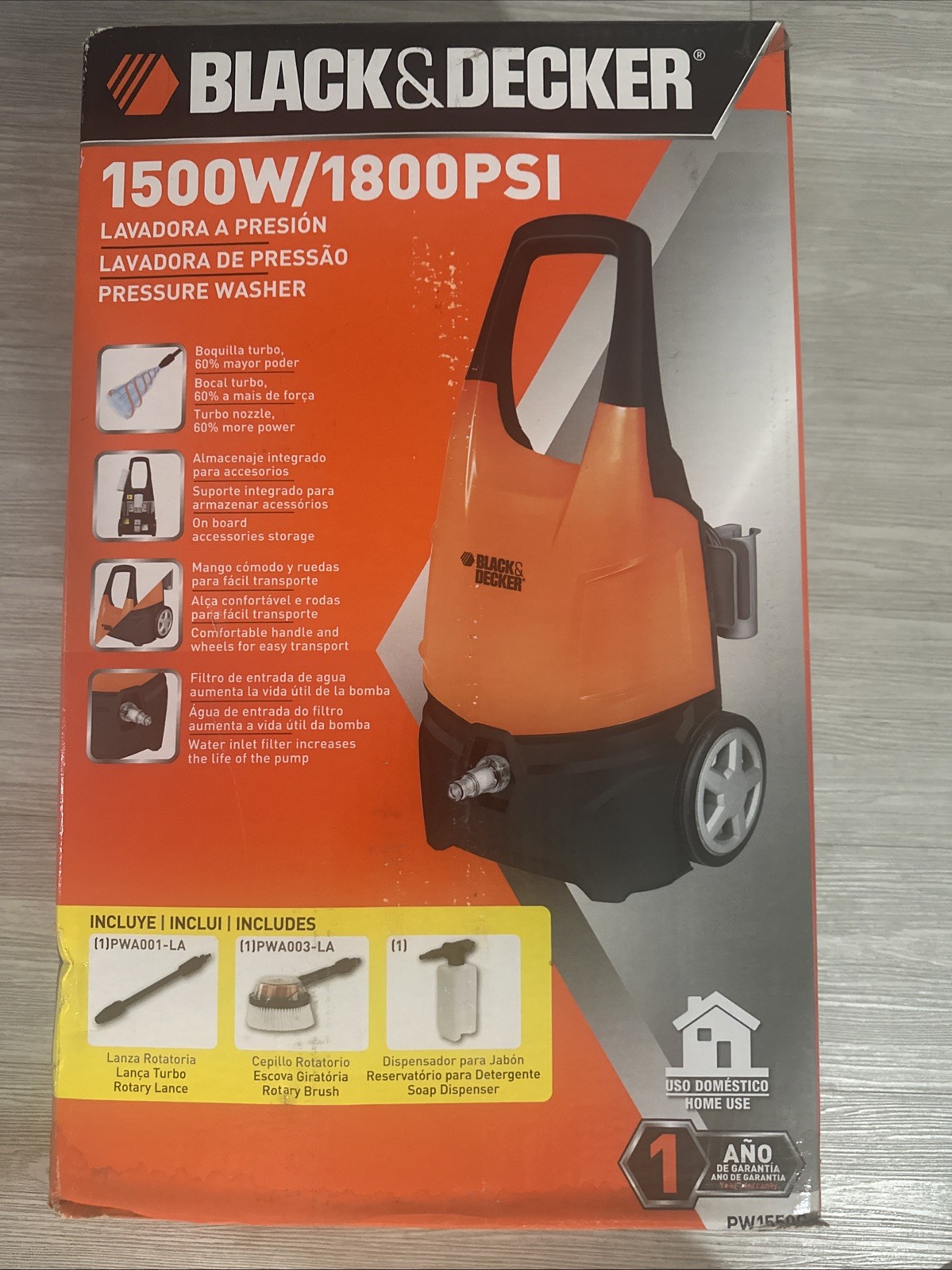 Black And Decker 1500 W/1800 Psi Pressure Washer New with box