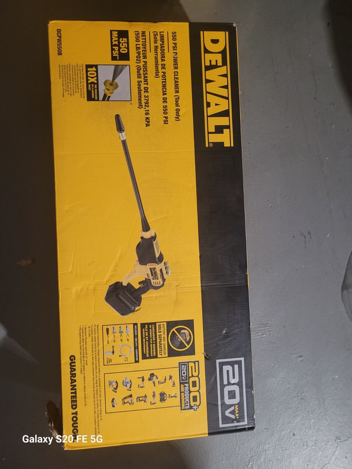DEWALT 20V MAX 550 PSI Cold Water Power Cleaner (TOOL ONLY) DCPW550B