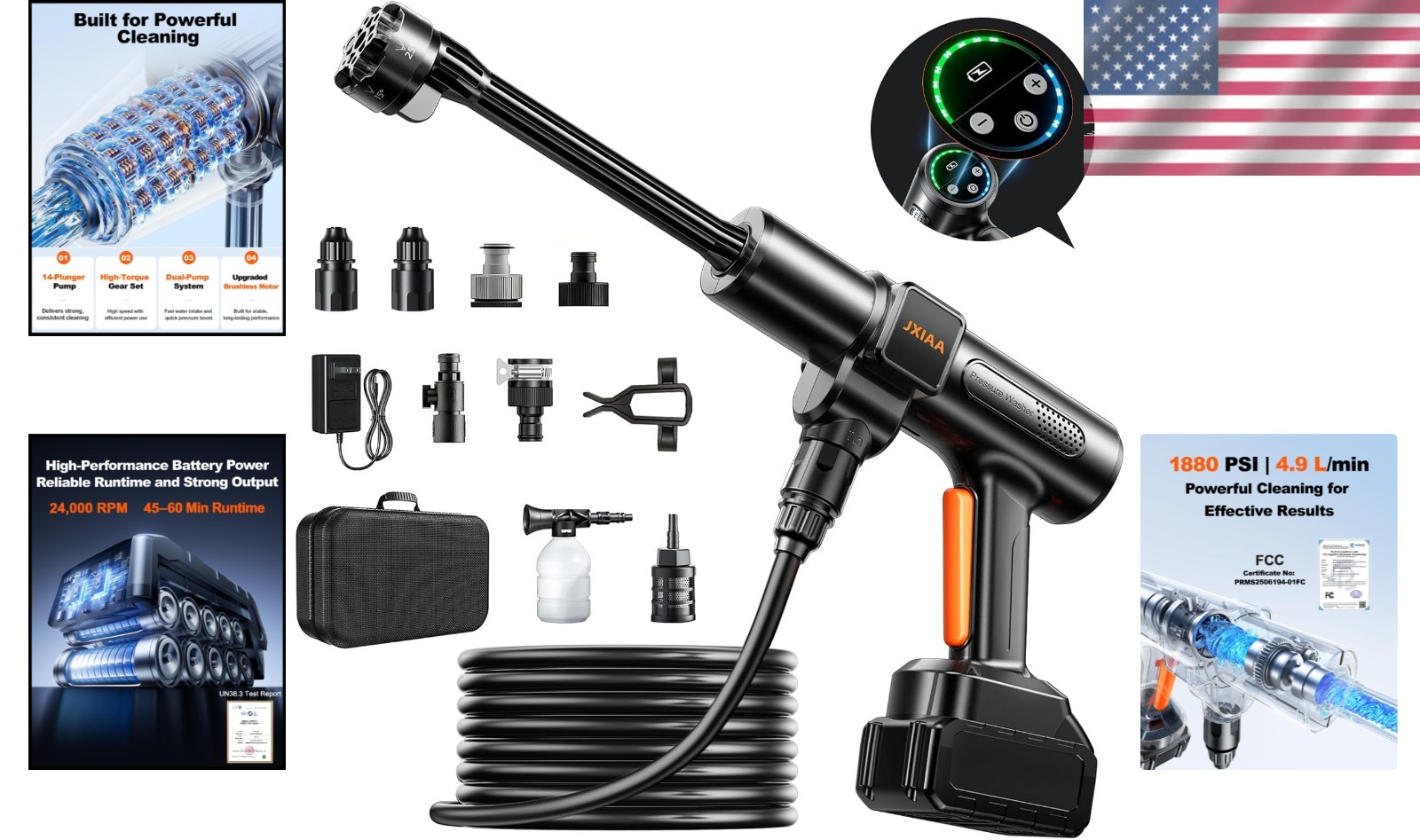 Handheld Car Washer with Brushless Motor – 6-in-1 Nozzle for Versatile Cleaning