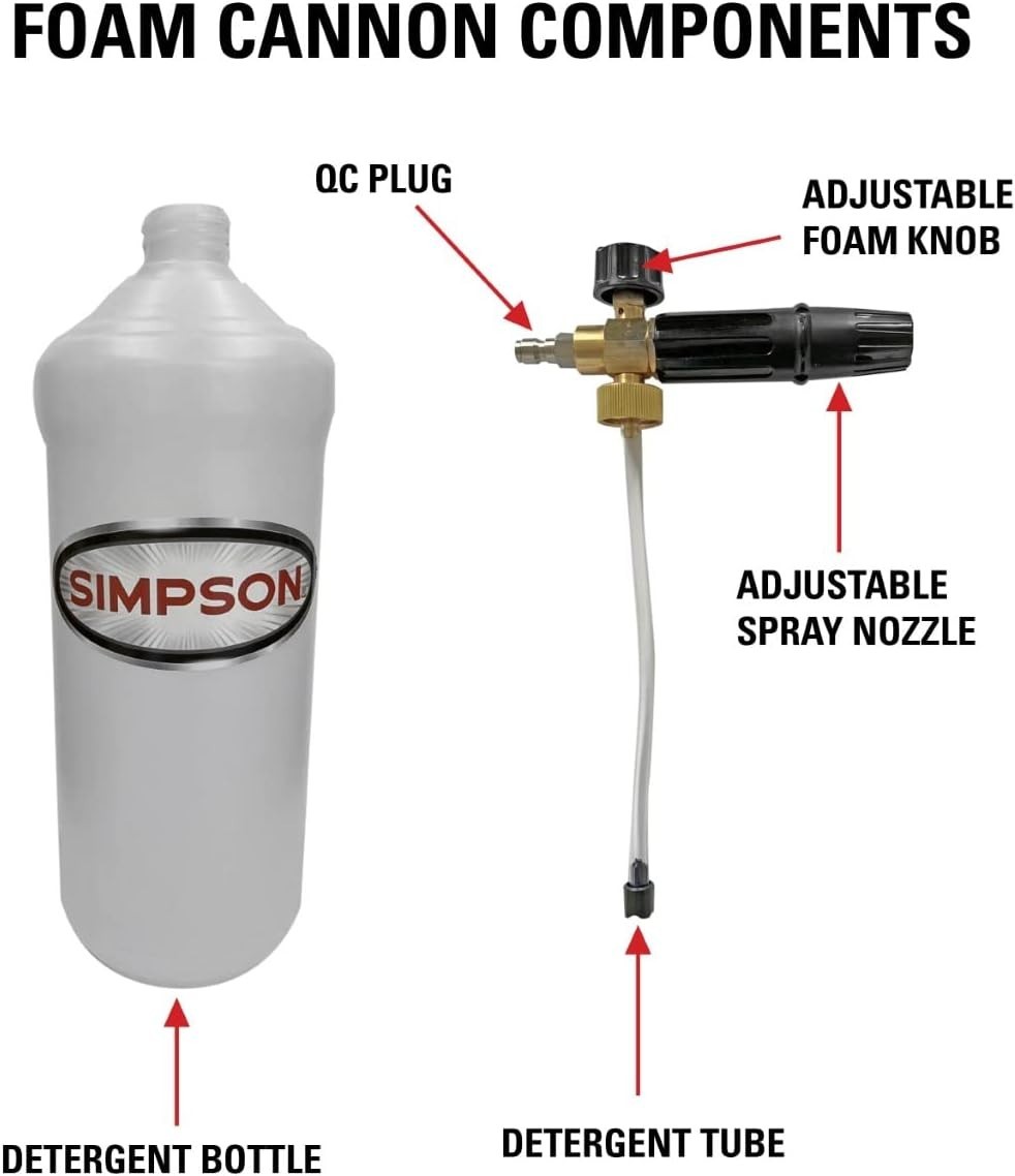 Pressure Washer Foam Cannon 1L White for Up to 4000 PSI