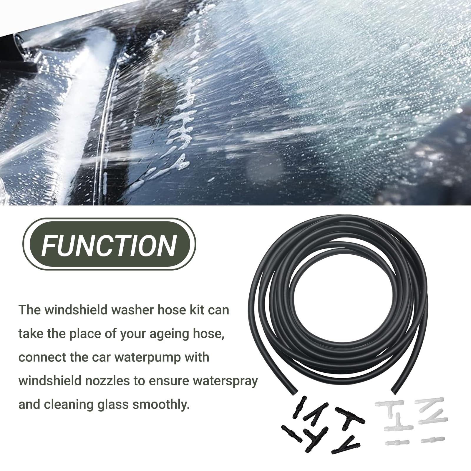YYTQP 30 PCS Car Windshield Washer Hose Kit, 5M 1 Set #030, Black