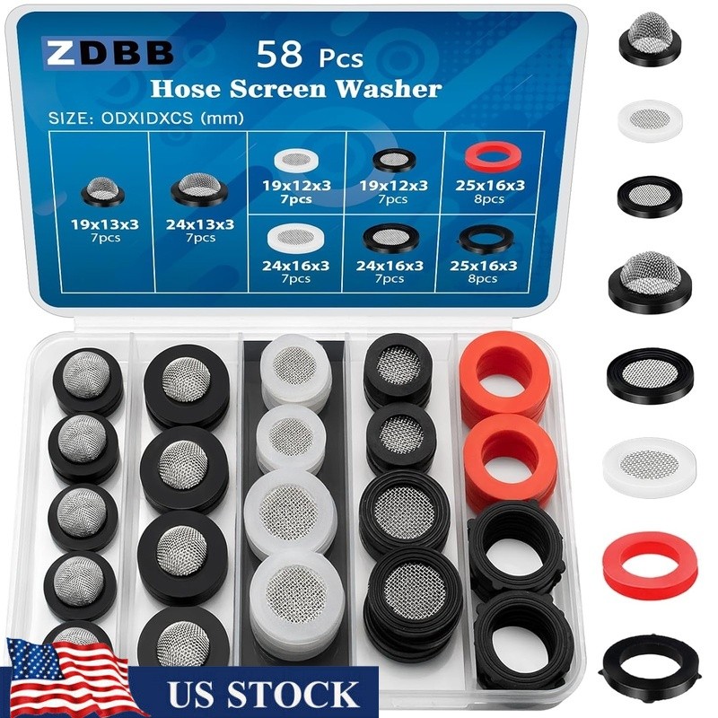 Universal Filter Hose Washers Kit Garden Hose Bath Faucet Washing Machine New