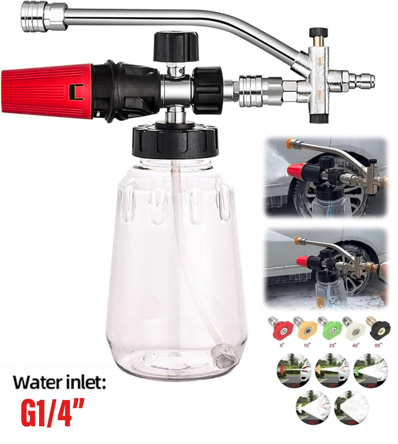 2025 Dual Head Accessory Pressure Washer Foam Cannon with 5 Nozzles Car Wash Kit