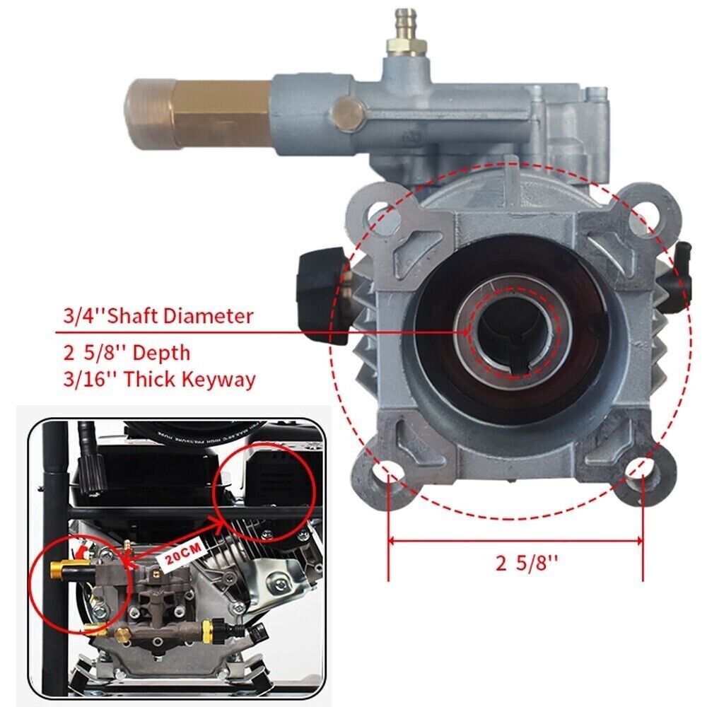 3000 PSI Power Pressure Washer Pump for 3/4″ Shaft Horizontal Washer Pump
