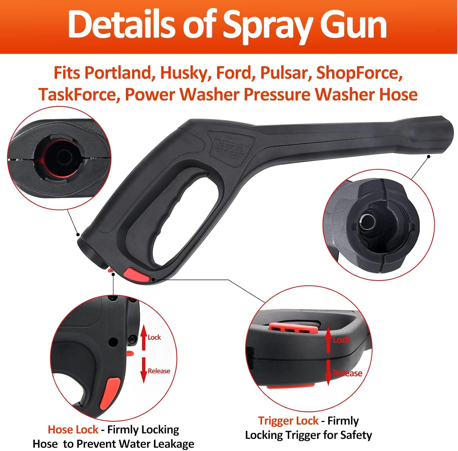 Bear Force High Pressure Power Washer Water Spray Gun, Replacement Pressure Wash