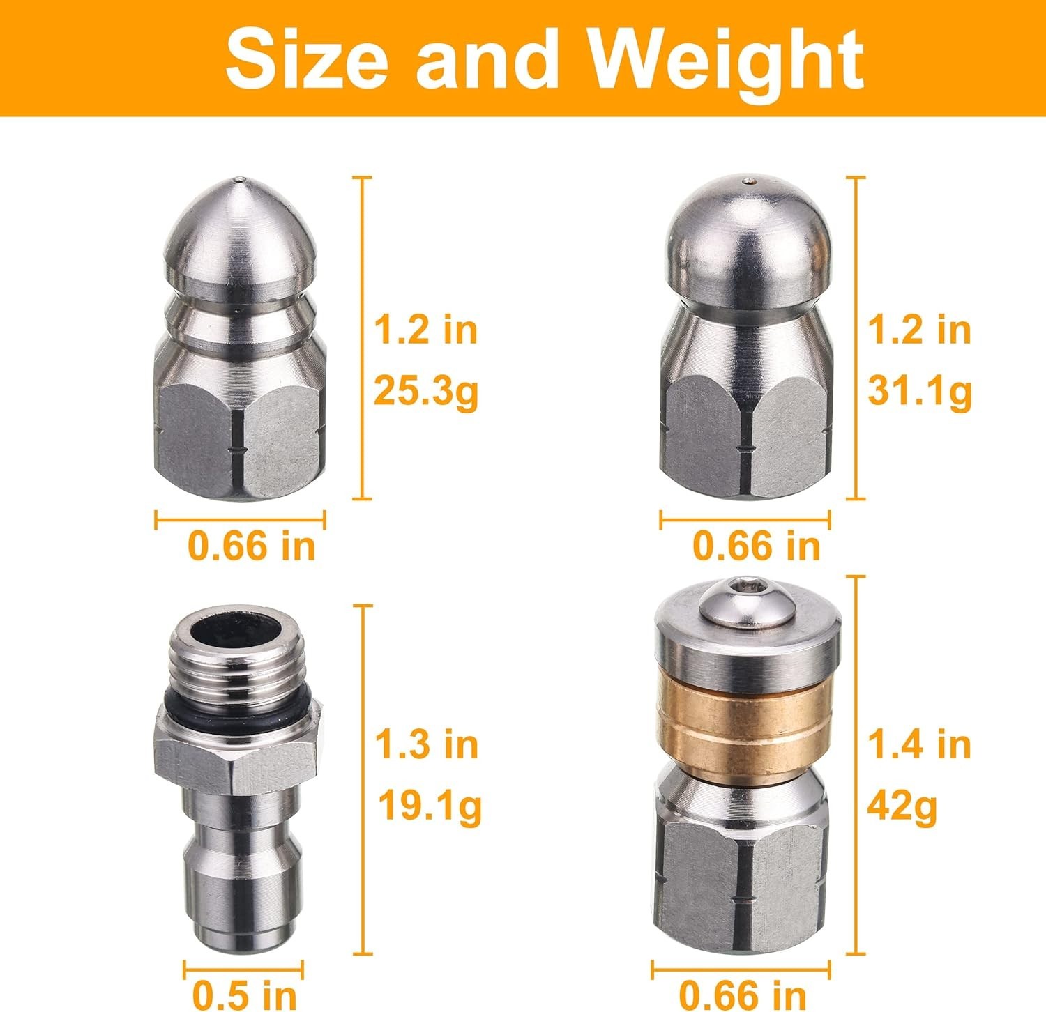 Versatile Sewer Jetter Nozzle Kit – Button, Rotating, and Hose Tips for 5000 PSI
